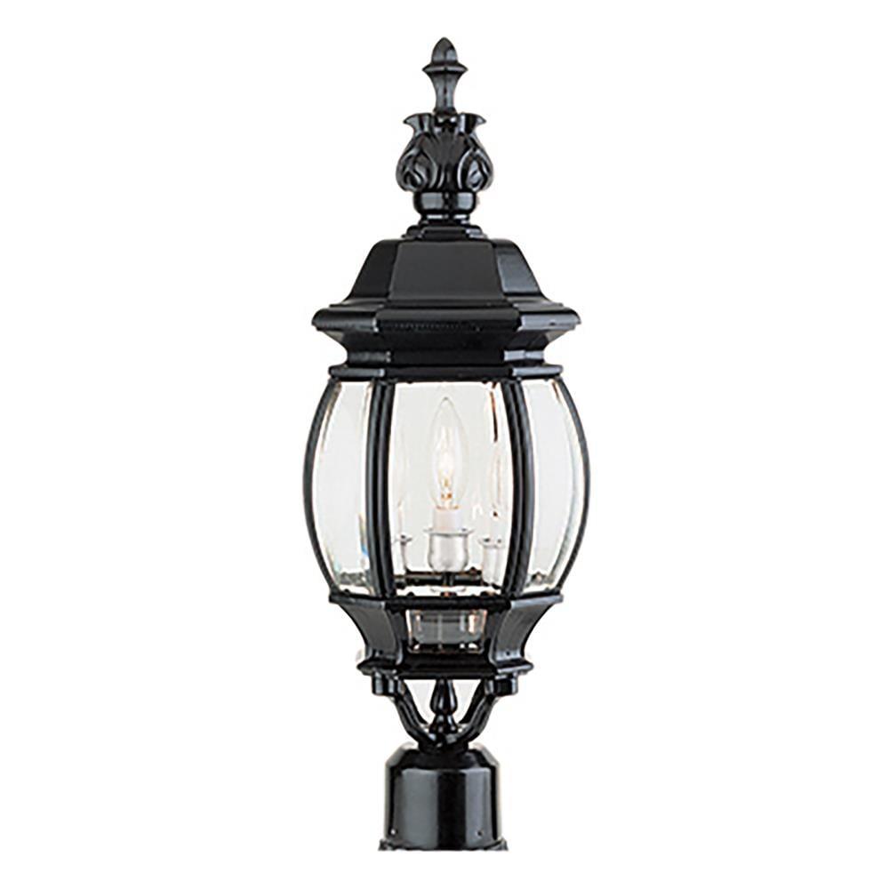 Parsons Traditional 22" Black Post Mount Lantern with Clear Beveled Glass