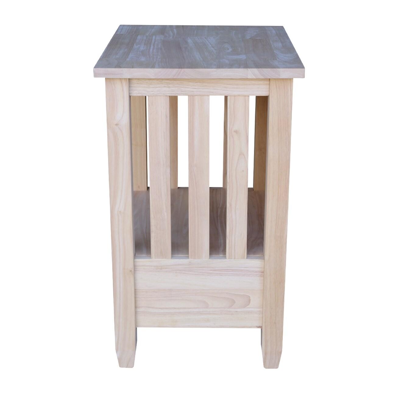 International Concepts Solid Wood Unfinished Mission Tall End Table with Drawer