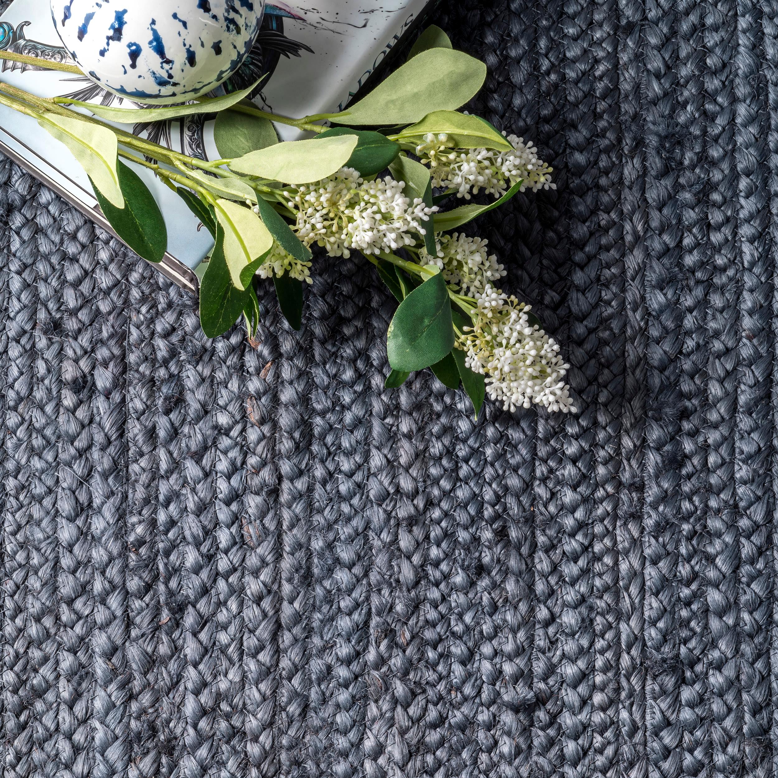 Braided Navy Synthetic 52" Easy Care Handmade Rug