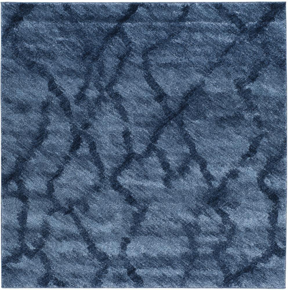Retro RET2144 Power Loomed Indoor Area Rug - Blue/Dark Blue - 6'x6' - Safavieh.