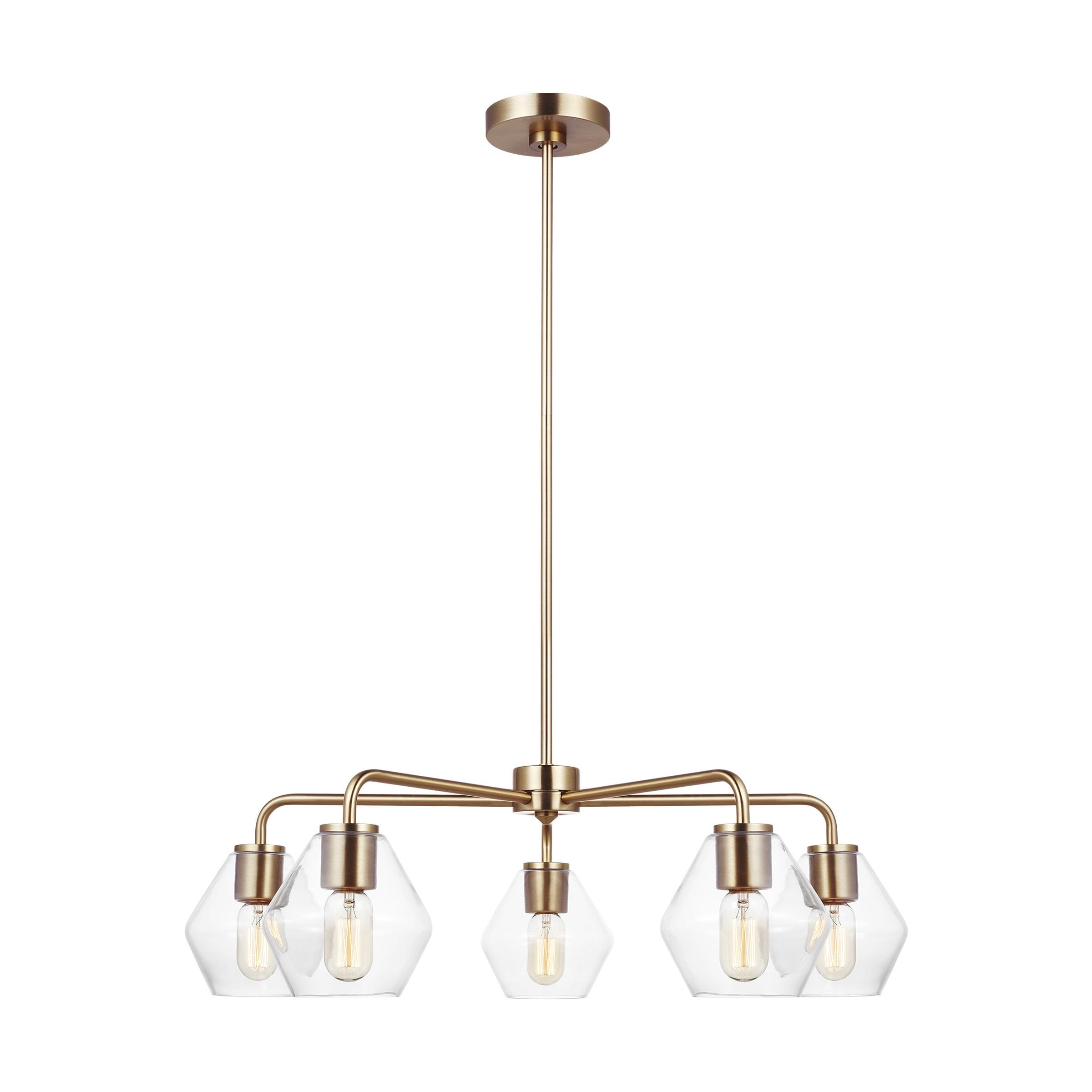 Generation Lighting Jett 5 -Light Satin Brass Transitional For Use in Dining Rooms, Foyers, Living Rooms Chandelier