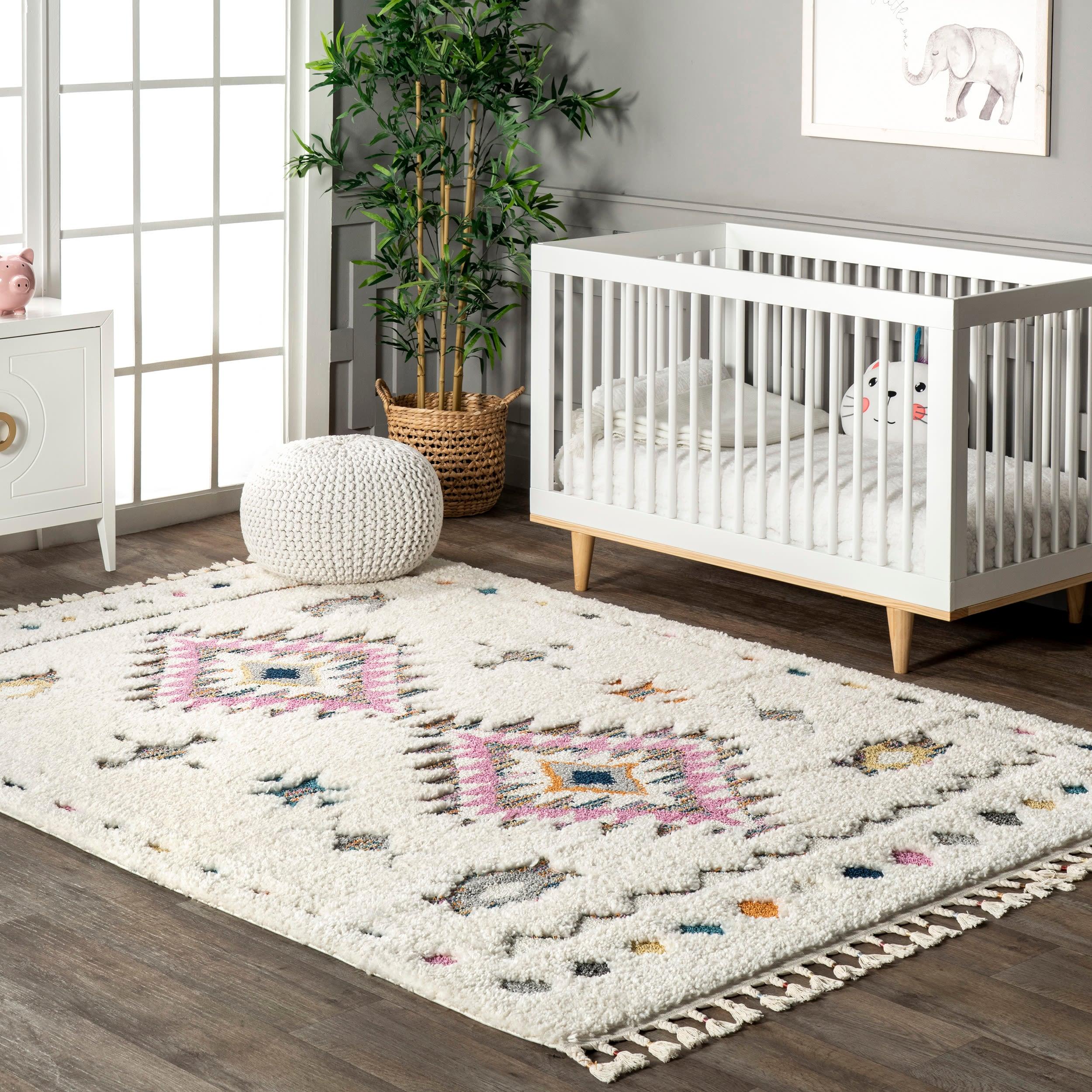 Nuloom Jocelyn Diamond 10x14 Shag Indoor Area Rug for Living Room Bedroom Dining Room Nursery, Off White/Ivory