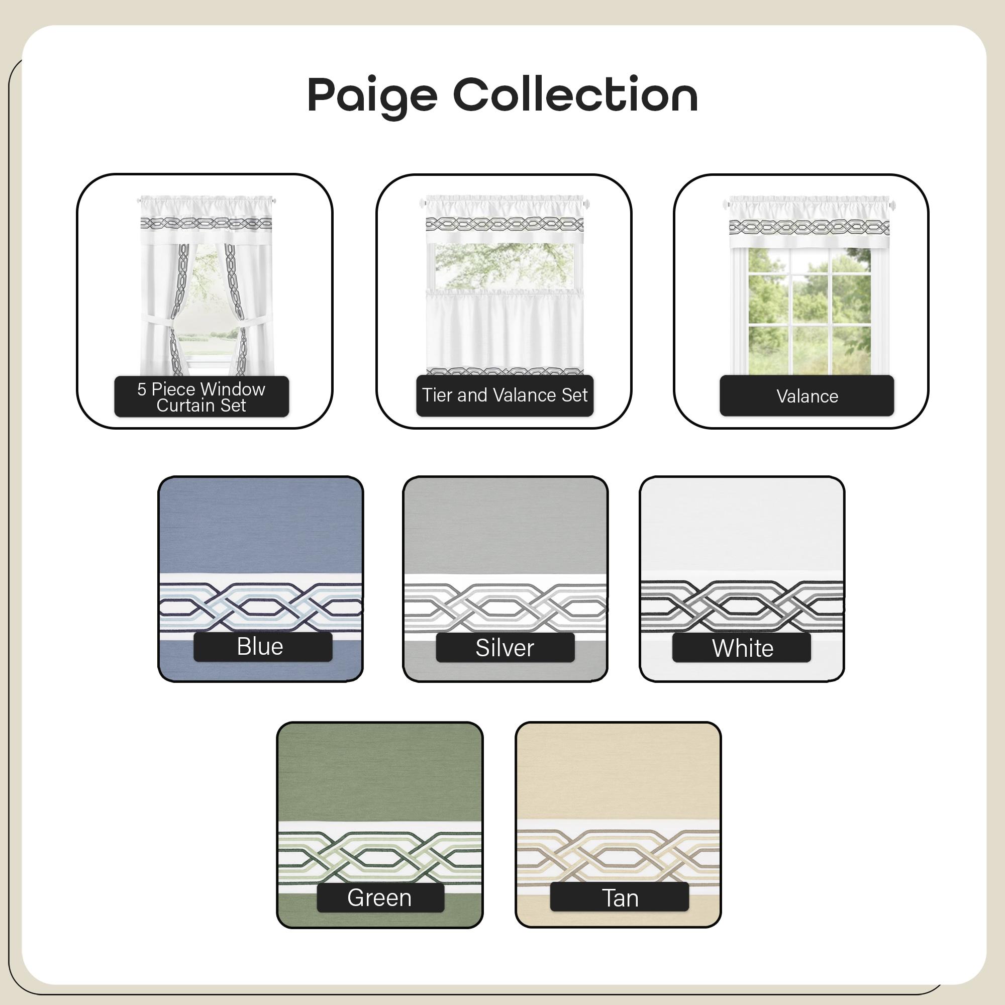 Achim Paige Rod Pocket Light Filtering Curtain Valance, White, 55" x 13"