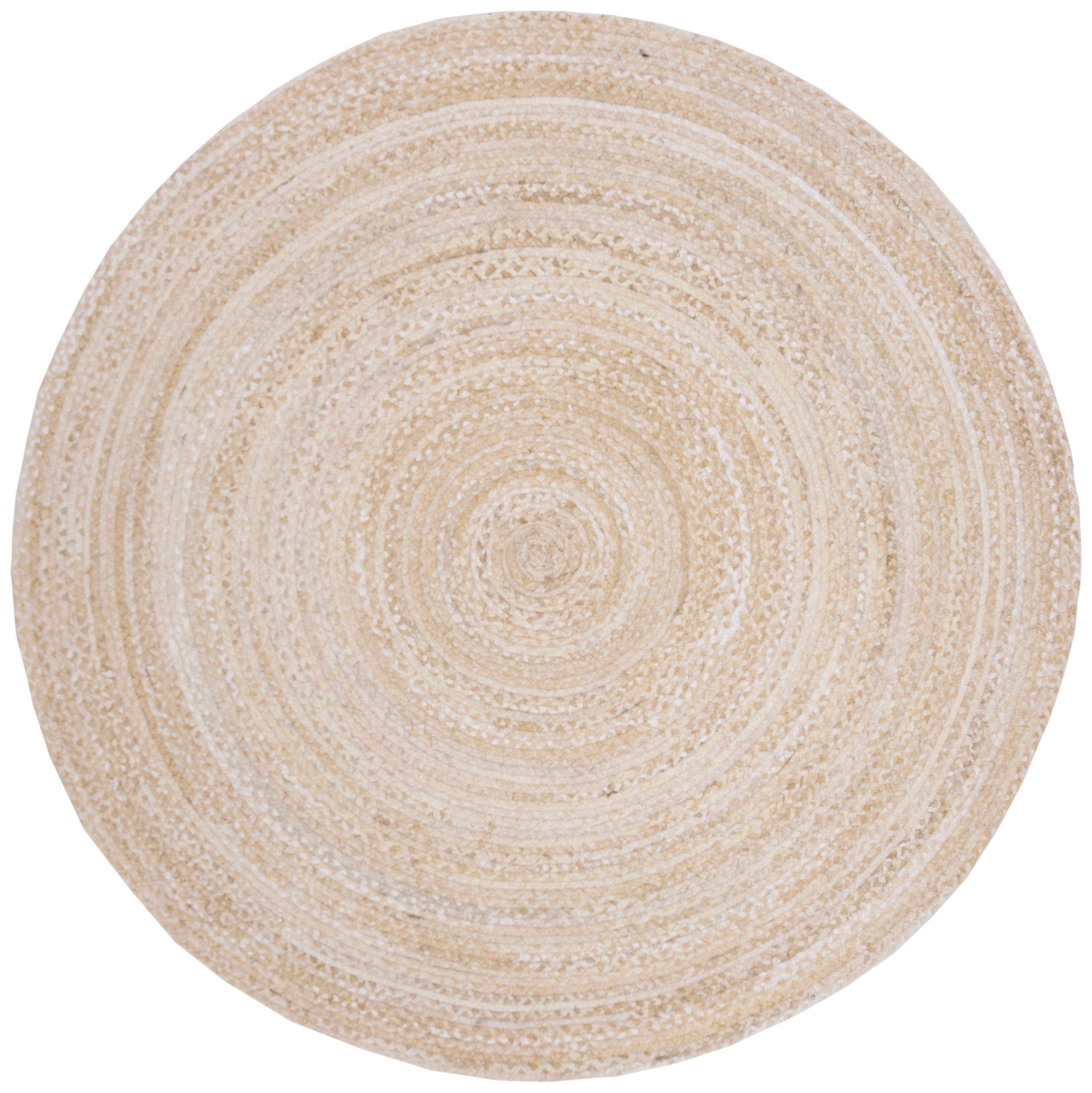 Braided BRD452 Hand Woven Indoor Area Rug - Beige - 4' Round - Safavieh