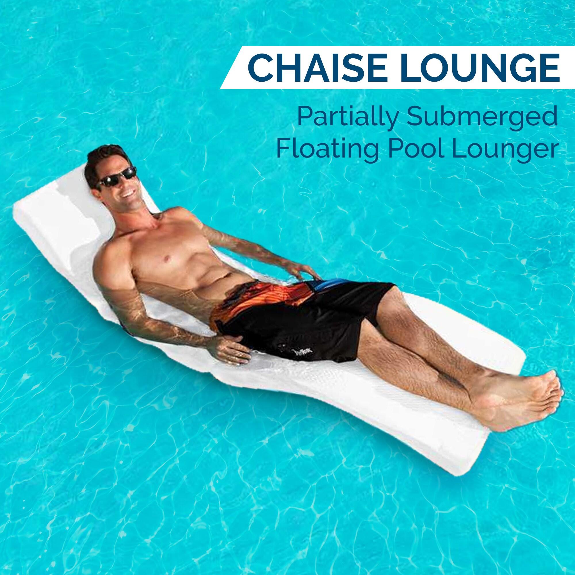 SwimWays Terra Sol Sonoma 2-in-1 Pool Float and Patio Chaise Lounge Chair, White