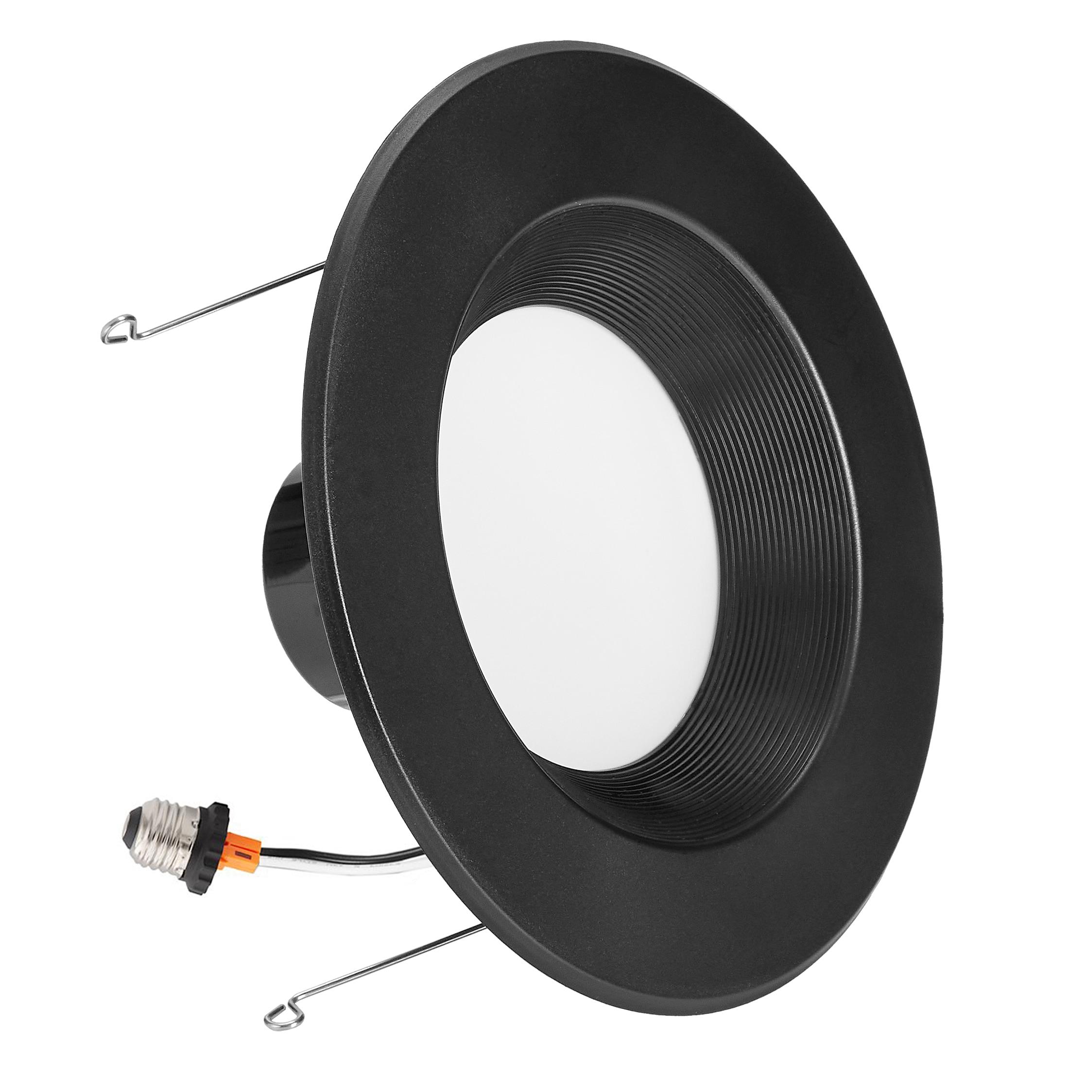 Maxxima 5" & 6" 5 CCT Retrofit LED Downlight - 1100 Lumens, E-26 Quick Connect, Dimmable, Black Trim.