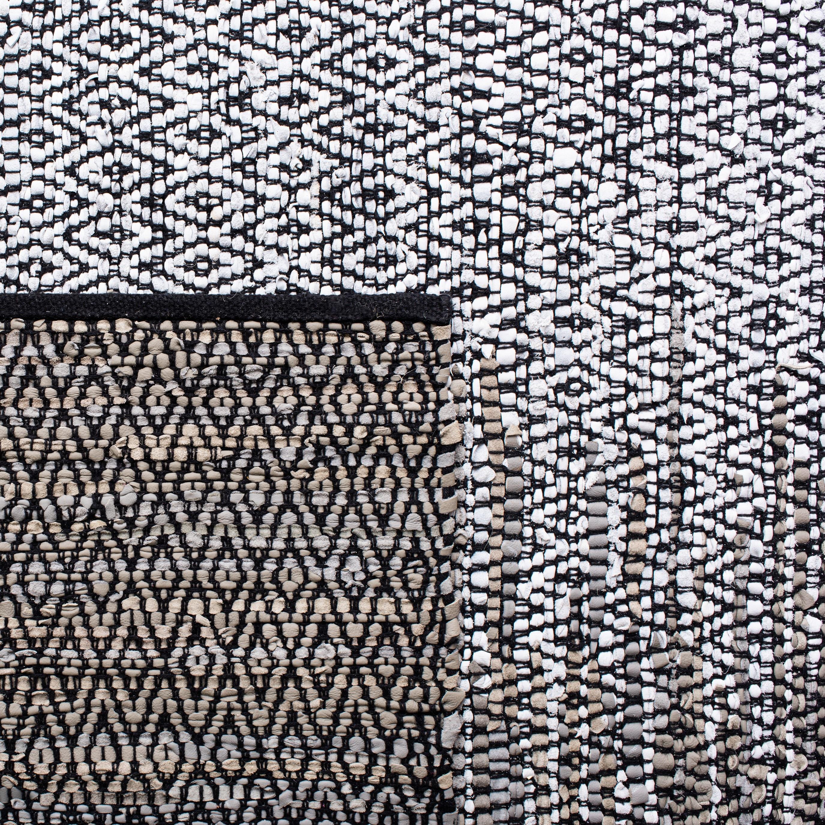 Vintage Leather VTL388 Hand Woven Indoor Area Rug - Light Grey/Grey - 4'x6' - Safavieh