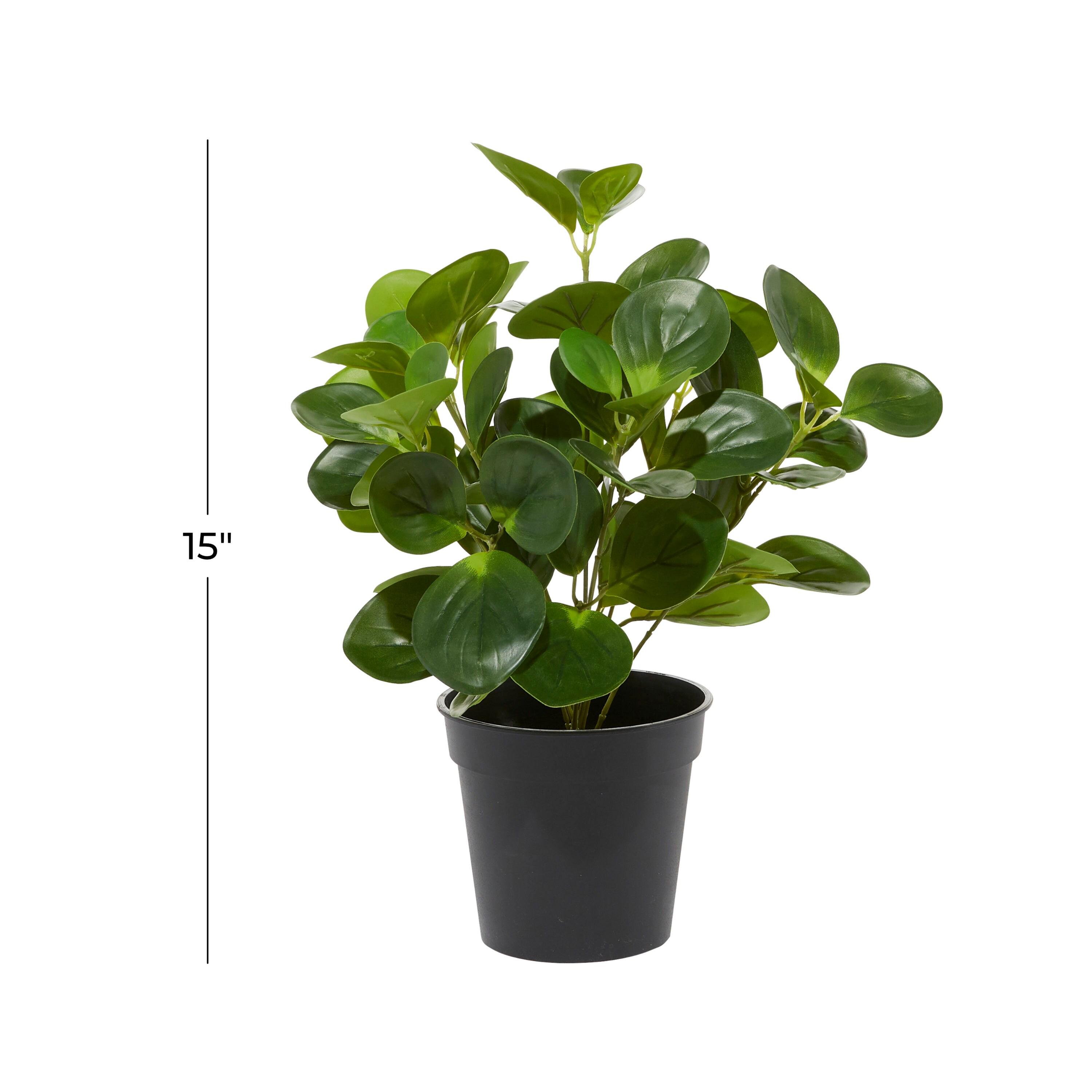 DecMode 13" Indoor Outdoor Artificial Eucalyptus Plant in Realistic Leaves and Black Round Pot