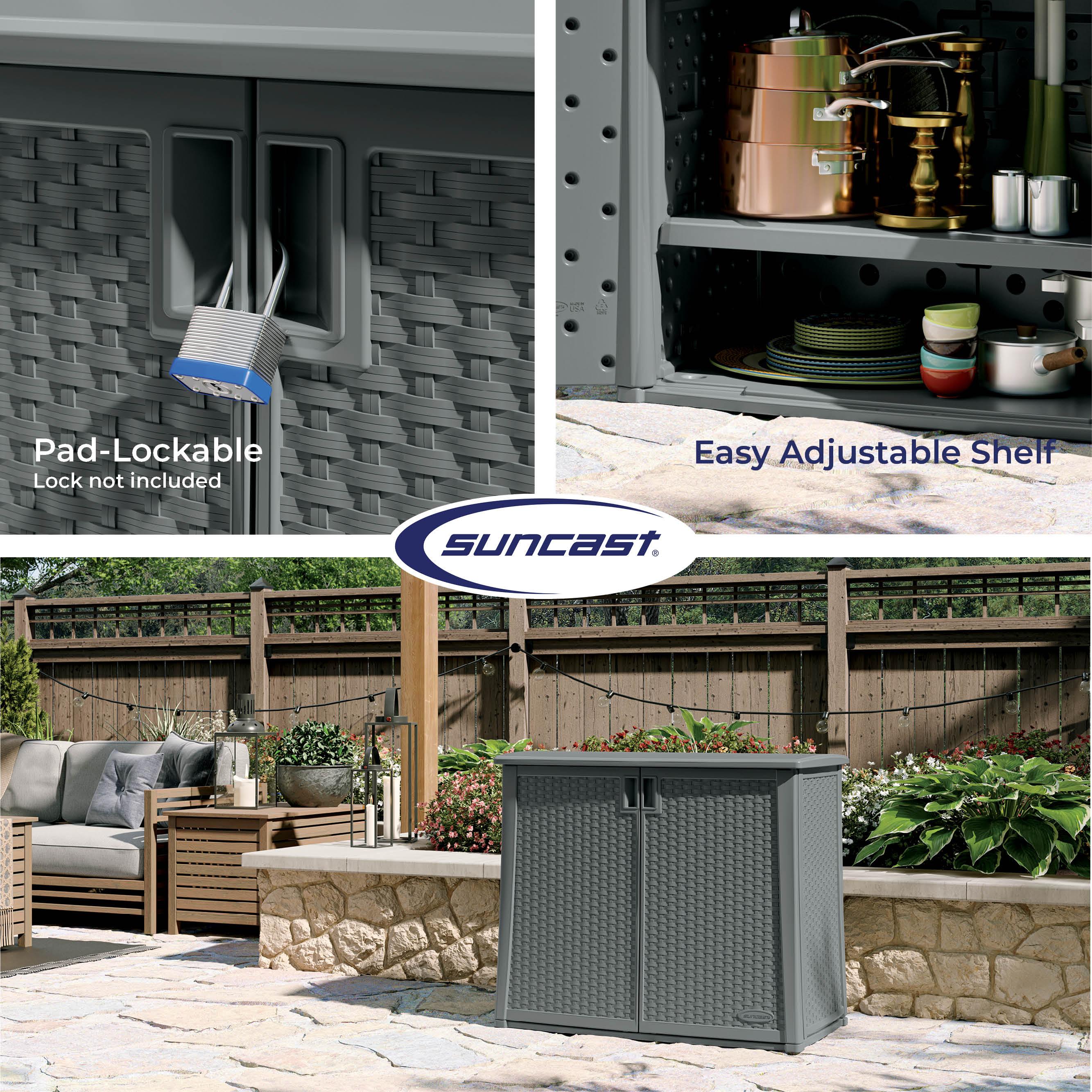 Suncast Suncast 97 Gallon Resin Lockable Cabinet Deck Box in Gray