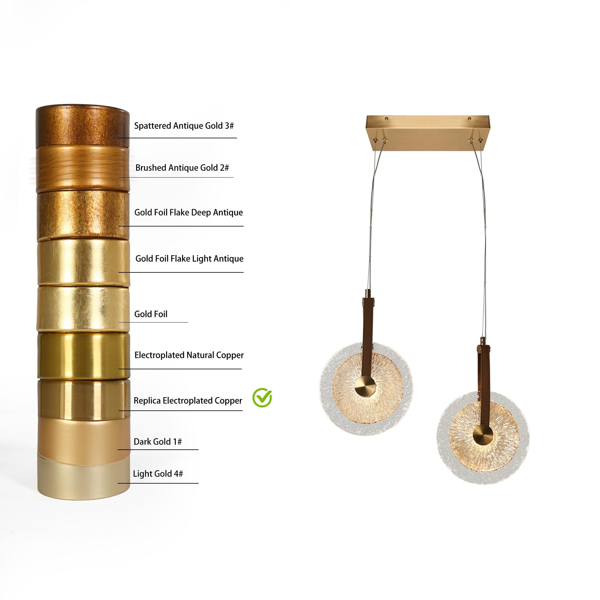 LNC Modern Gold LED 2-Light Chandelier Art Disc Design Pendant Lights for Kitchen Island Foyer