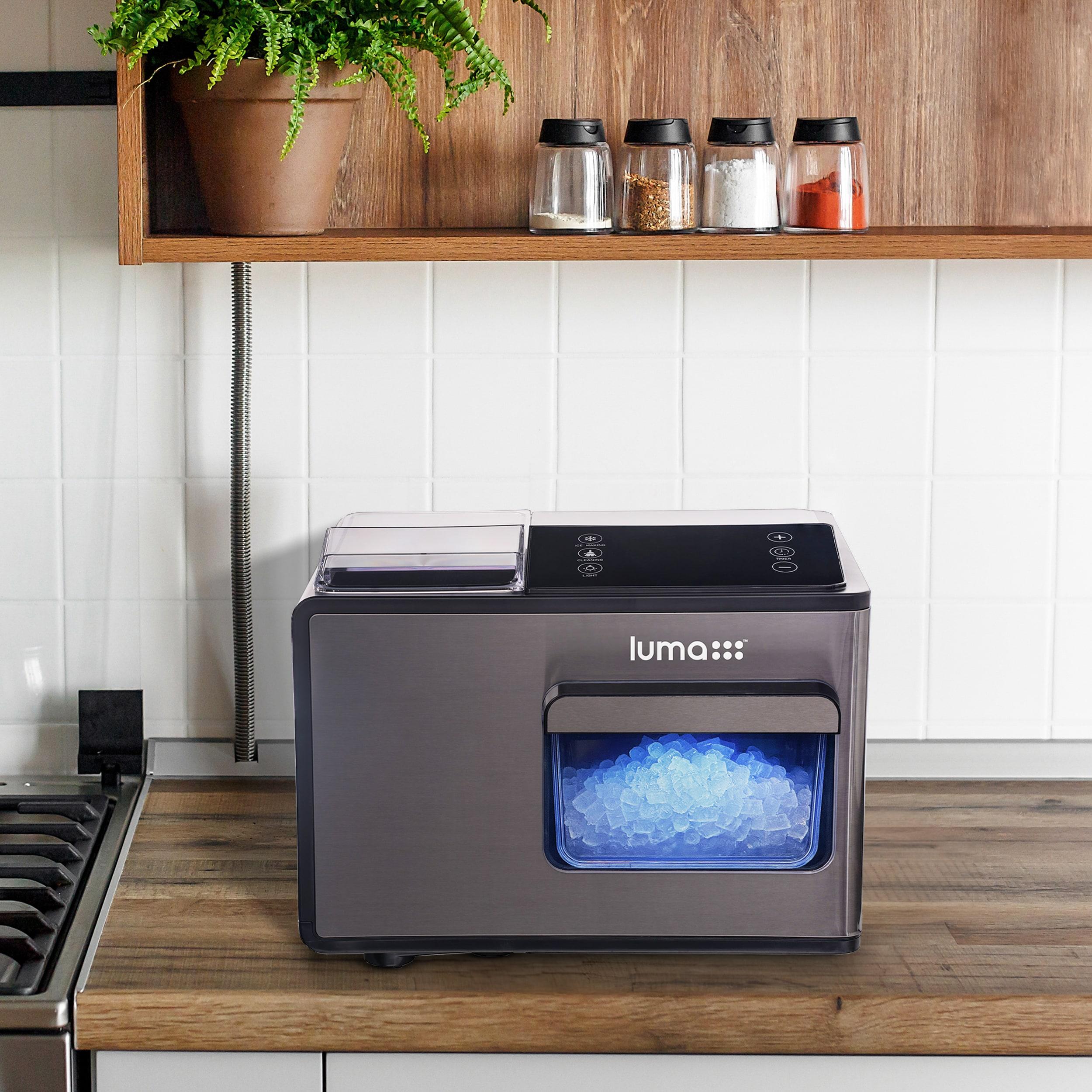 Luma Nugget Countertop Ice Maker, 44 lbs in 24 hours, Black Stainless Steel Ice Machine