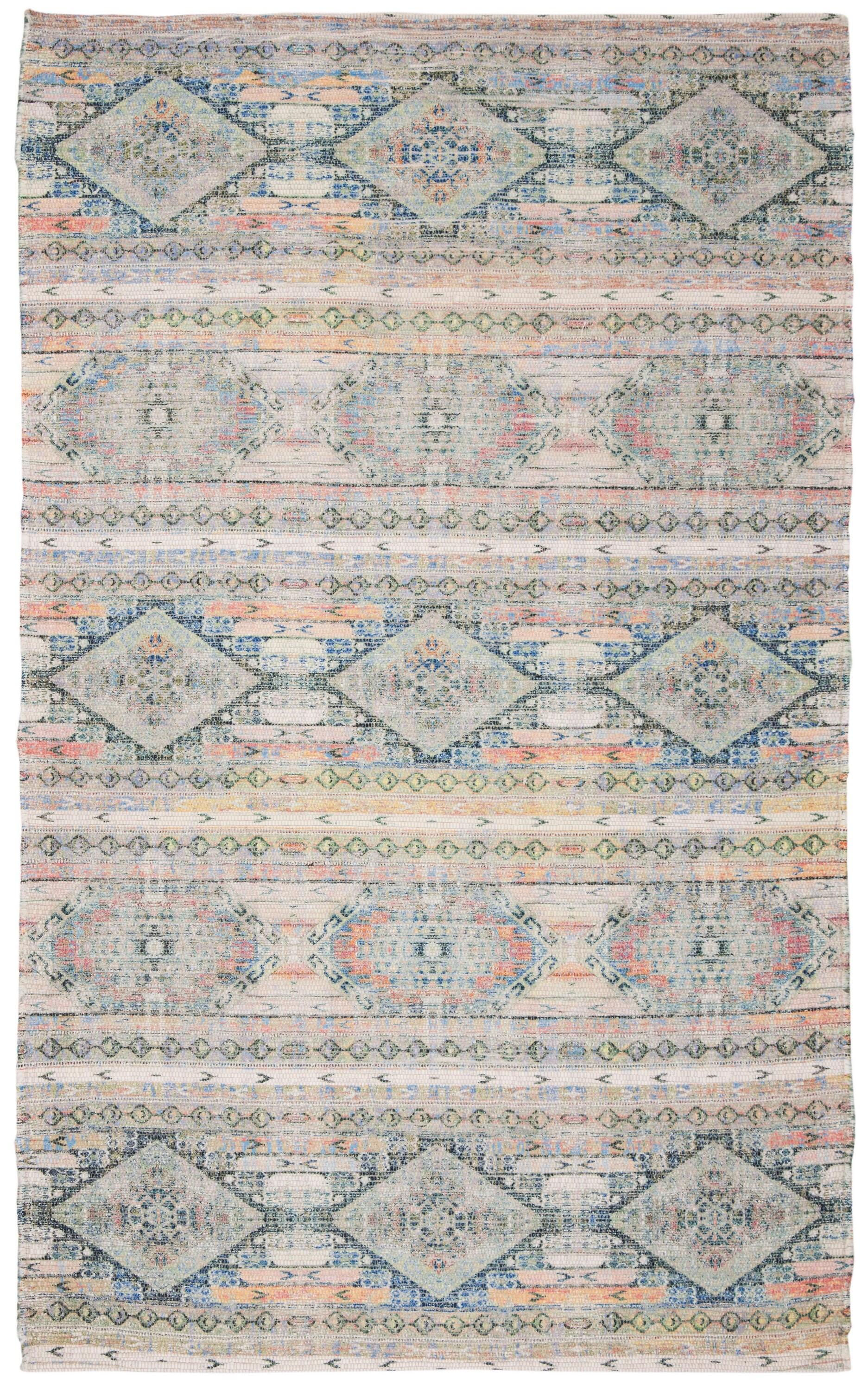 Saffron SFN567 Hand Loomed Indoor Accent Rug - Cream/Blue - 4'x6' - Safavieh