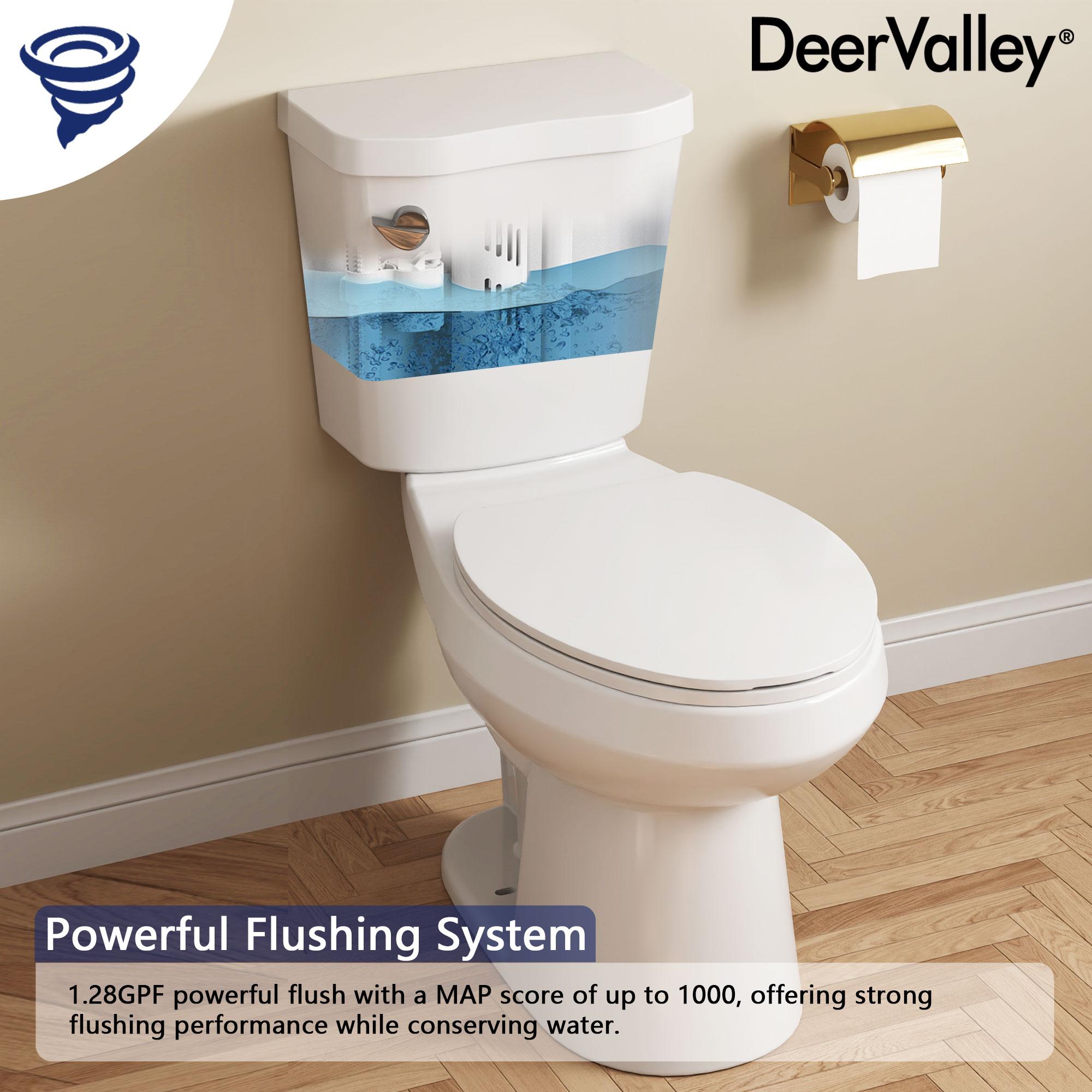 DeerValley Dynasty Elongated Toilet Two-Piece Toilets, ADA Height 17.5" Comfort Chair Height Toilet Bowl With Soft Close Seat