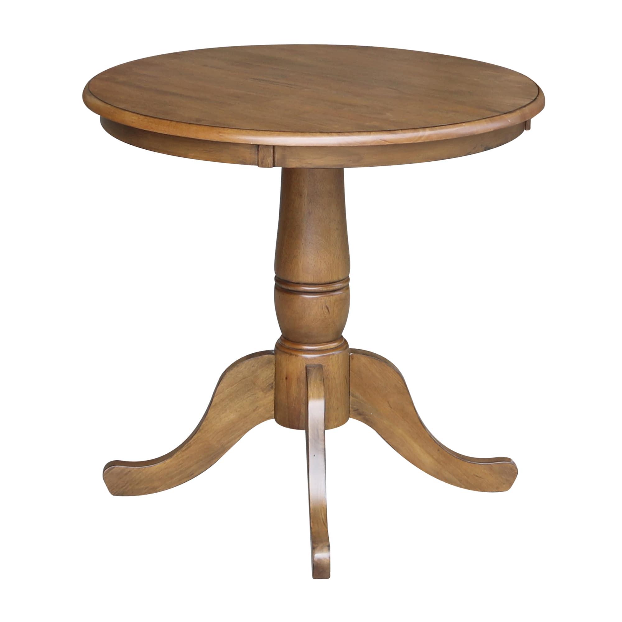 Morgan 30" Round Top Pedestal Dining Table - Pecan - International Concepts: Scandinavian Style, Seats 4, Wood Frame