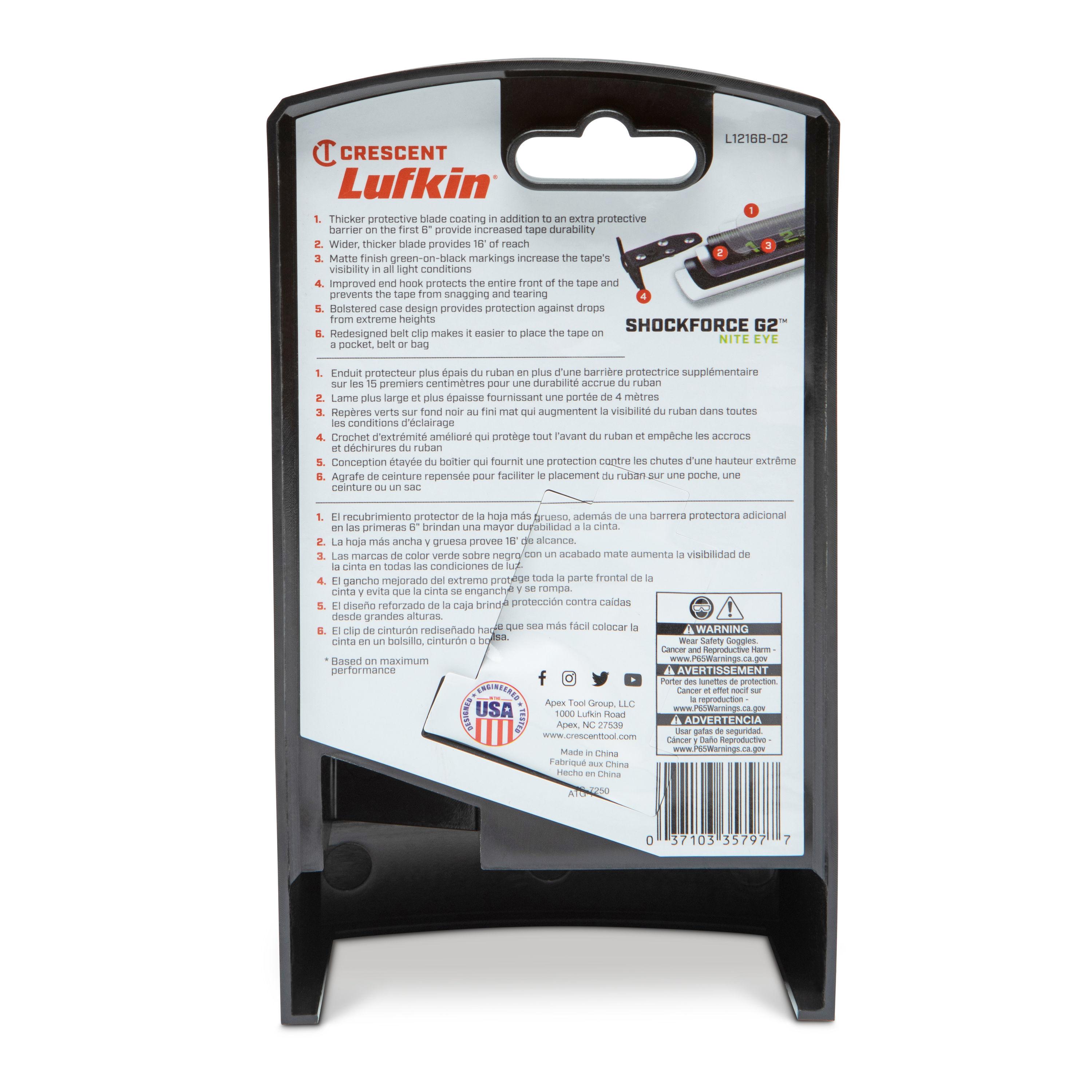 Crescent Shockforce Nite Eye G2 Magnetic Tape Measure 1 1/4In X 16'