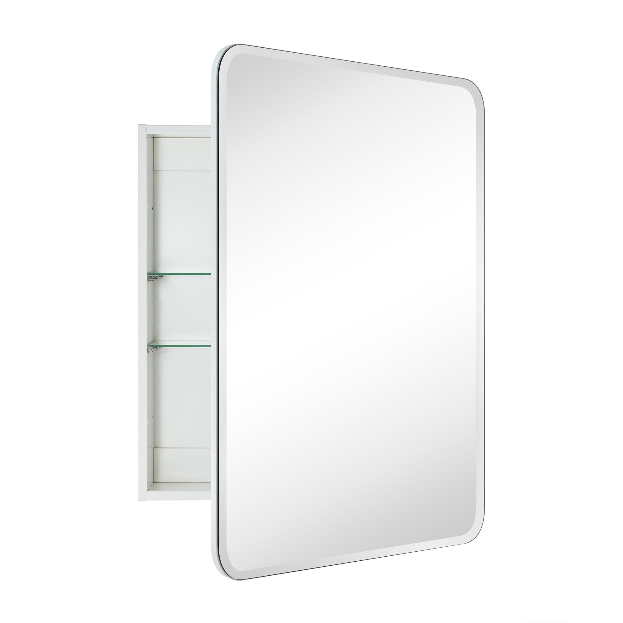 TEHOME 24 in. W x 30 in. H Rectangular Recess and Surface Mount Frameless Medicine Cabinet with Mirror