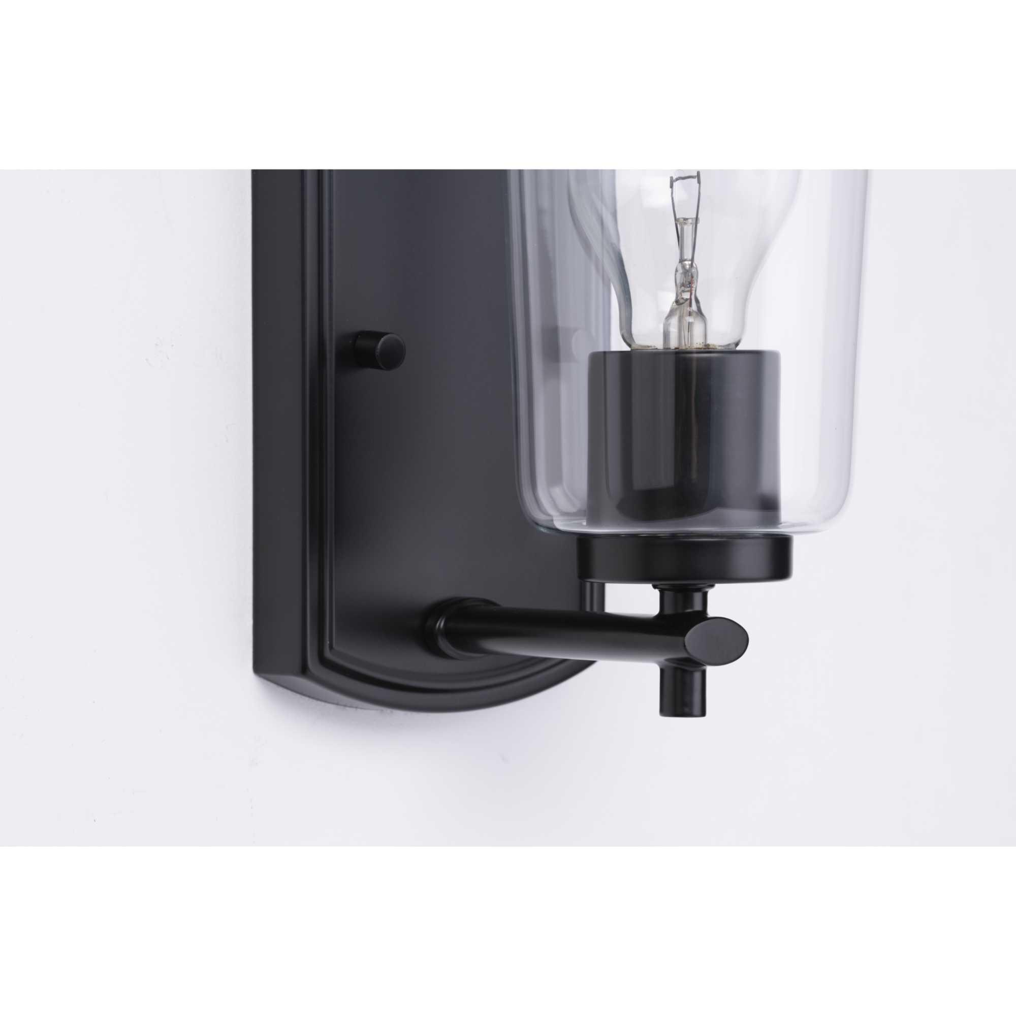 Progress Lighting Adley 1-Light Bath Wall Light, Black Finish, Clear Glass Shade