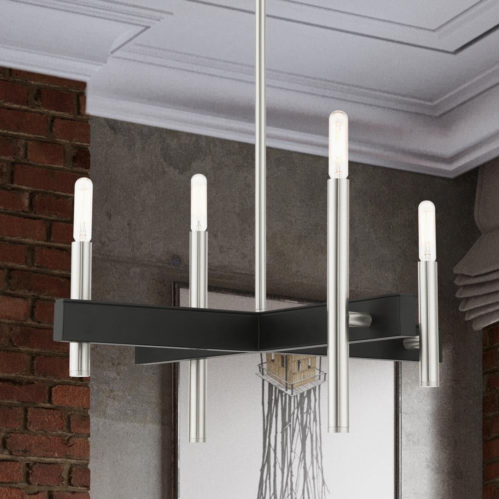 Scandinavian Skyline Mini 4-Light Brushed Nickel Candle Chandelier