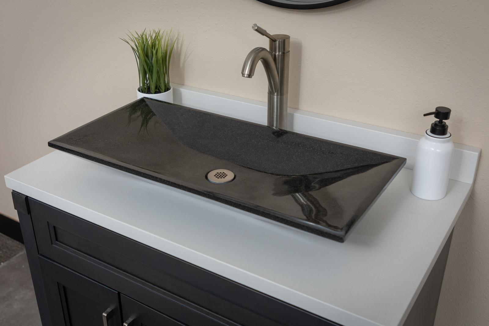 Eden Bath 13'' Black Stone Rectangular Bathroom Sink