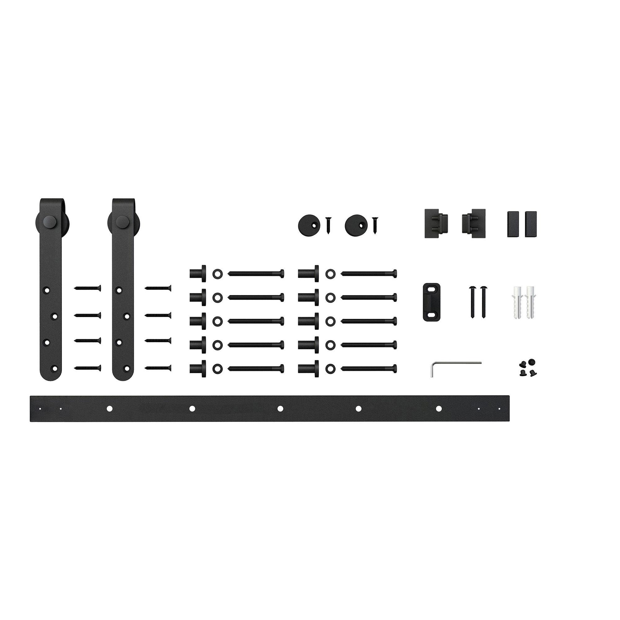 6 ft Solid Steel Mini Sliding Rolling Barn Door Hardware Kit for Single Wood Doors
