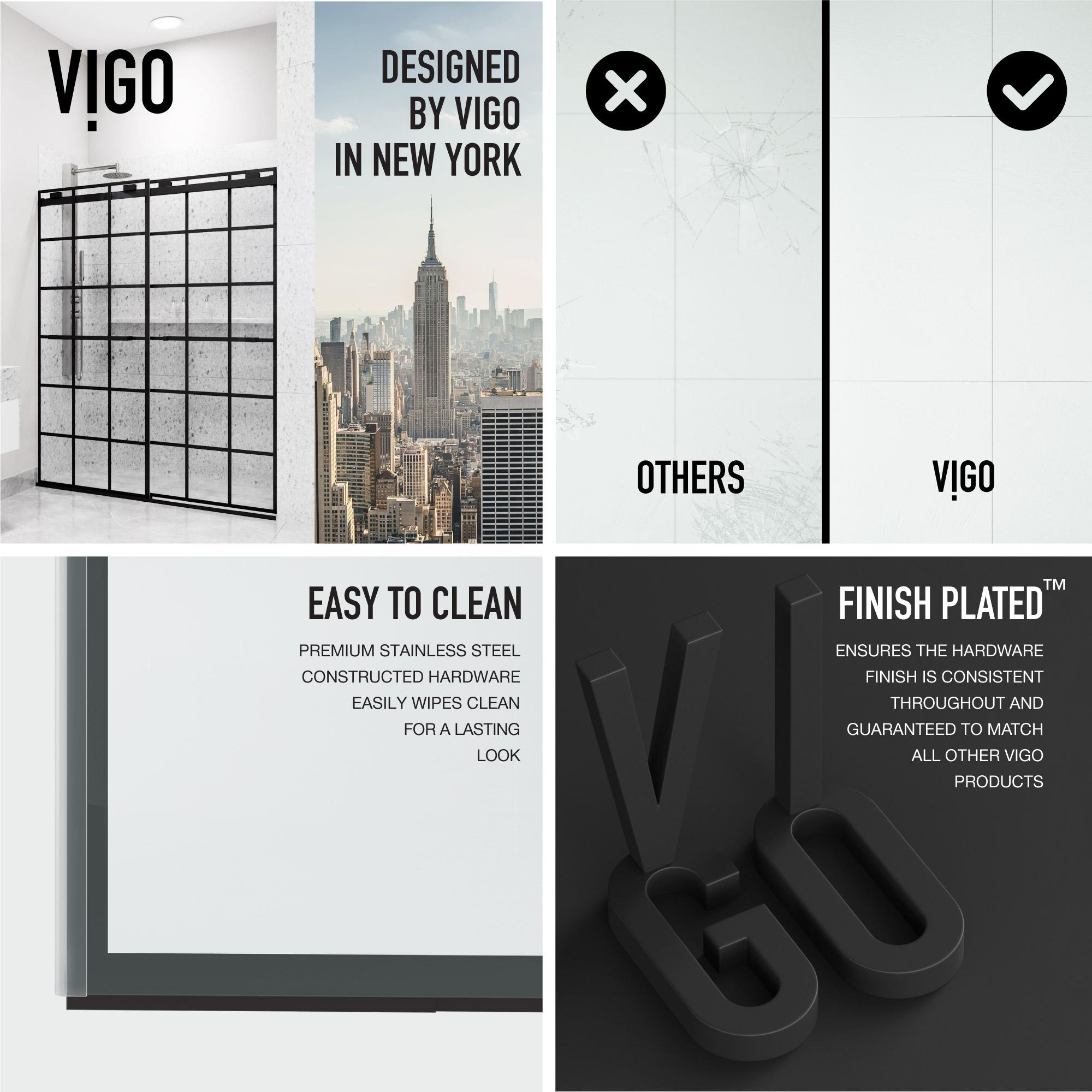 Houston 56-60" W x 76" H Double Sliding Frameless Shower Door with 3/8" Grid Clear Glass