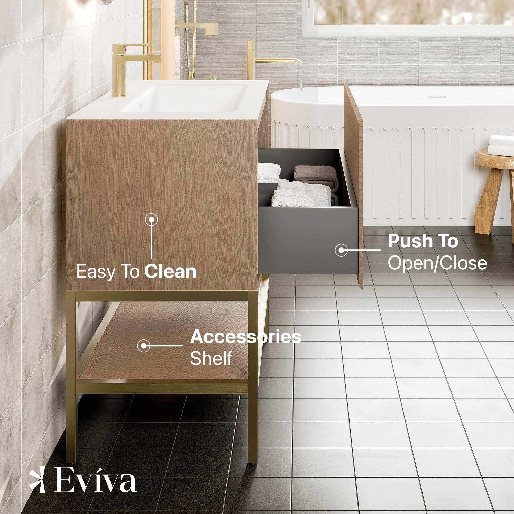 Eviva Lina 35'' Single Bathroom Vanity with Solid Surface Top