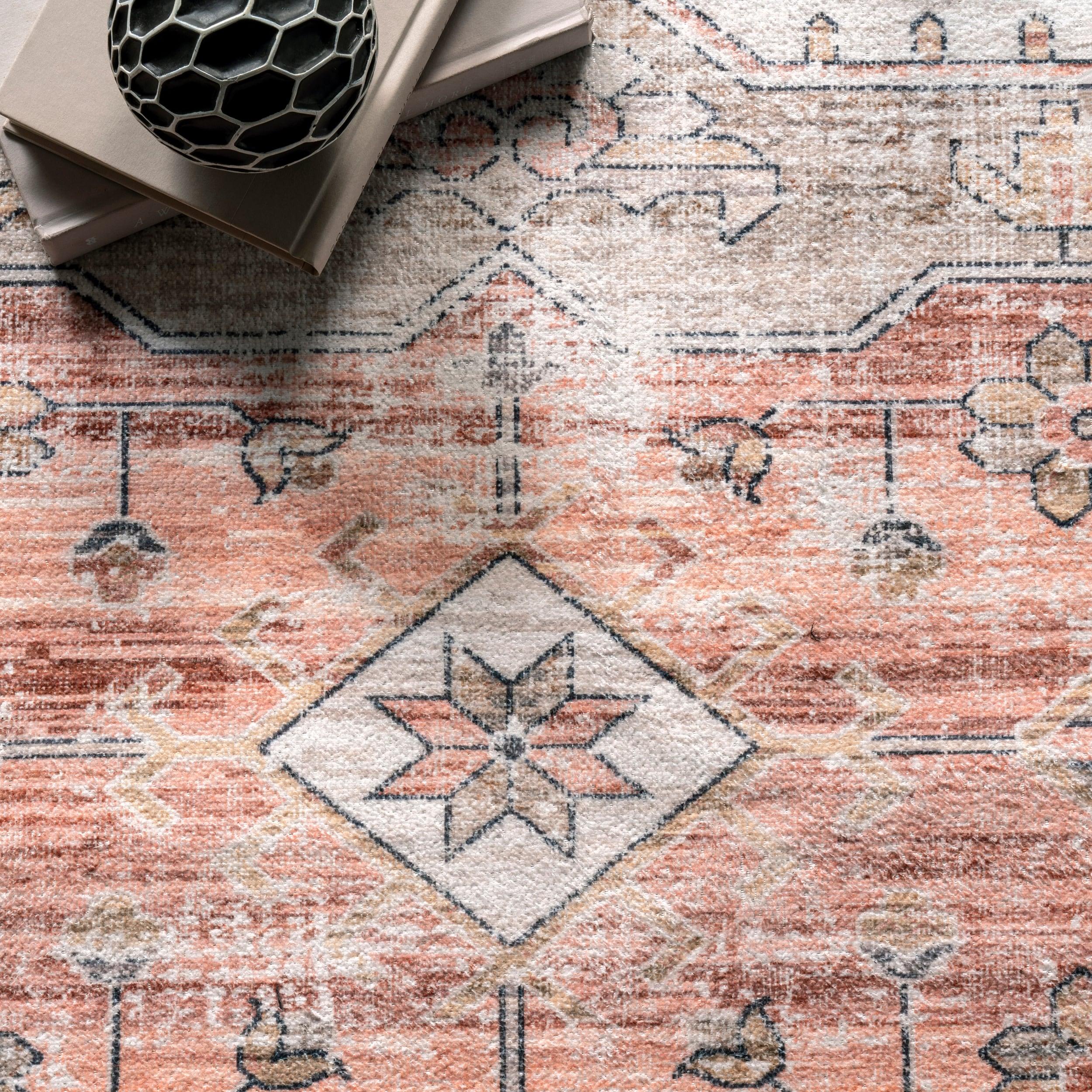 Nuloom Banks Vintage Pet Friendly Machine Washable Area Rug, 2' x 3', Beige