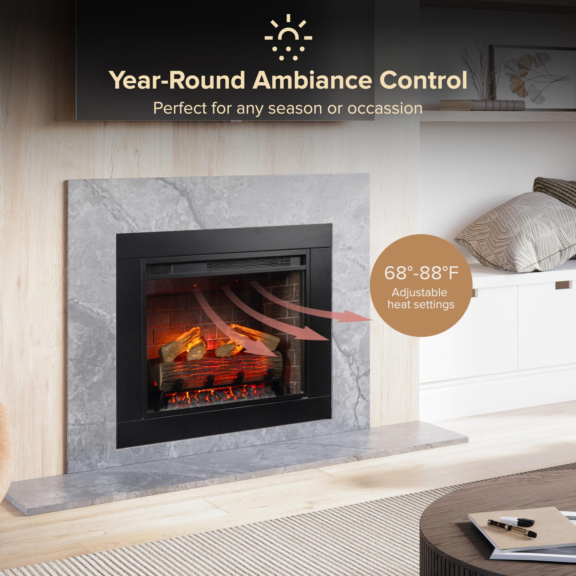 Uptown 33" Infrared Electric Fireplace Insert Heater with Trim Kit, Compatible with Alexa & Google, Remote Control
