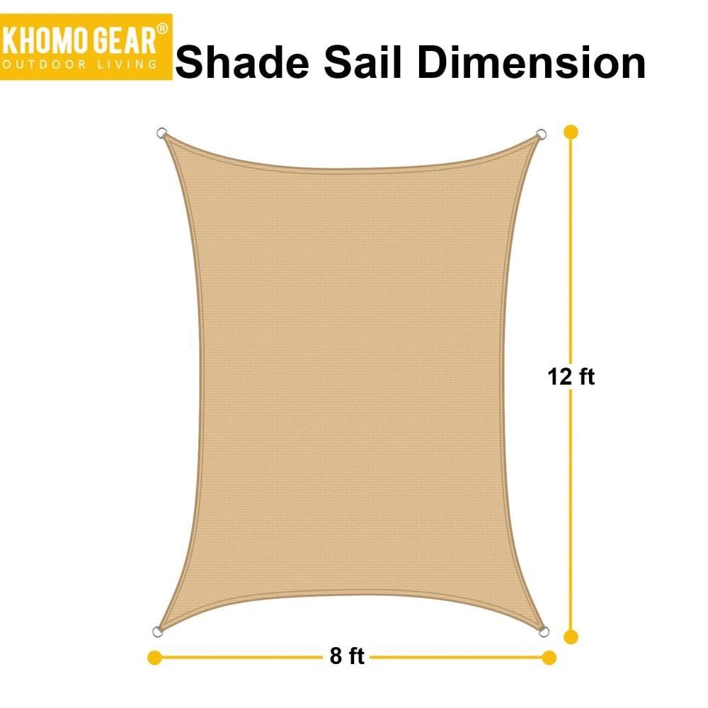 Khomo Gear Sun 8' x 12' Rectangular Shade Sail – UV Block, Outdoor Canopy for Patio & Garden