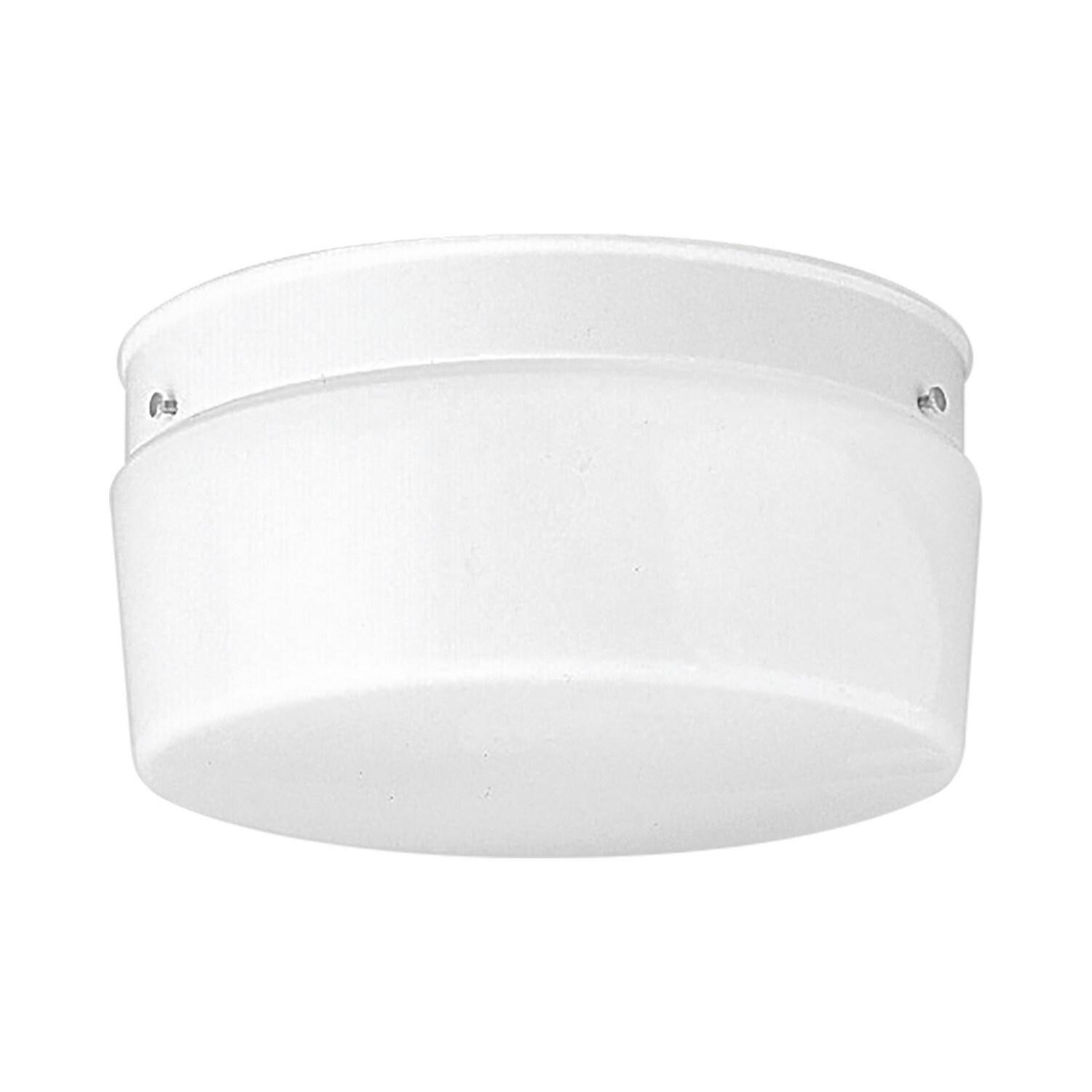 Progress Lighting Airpro 2-Light Flush Mount Ceiling Fixture, White Finish, White Glass Shade