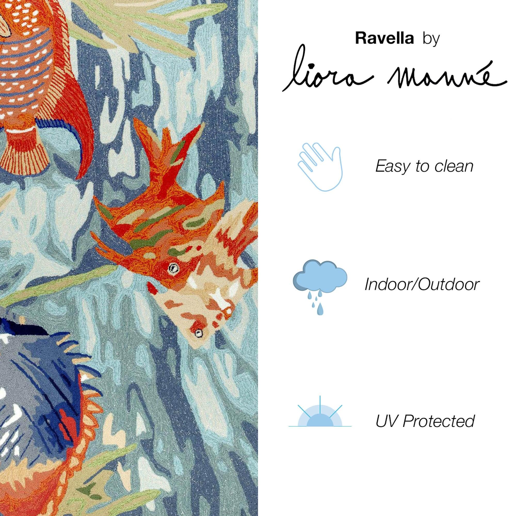Liora Manne Ravella Tropical Fish Indoor/Outdoor Rug Ocean 8'3" x 11'6"