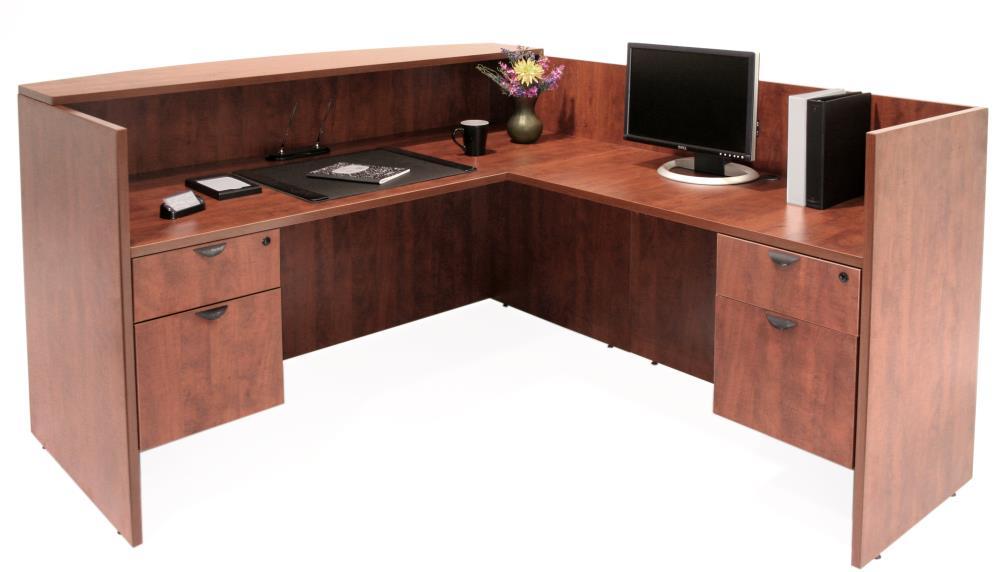 Romig Legacy Reception Desk with Double Pedestal File Cabinet- Cherry