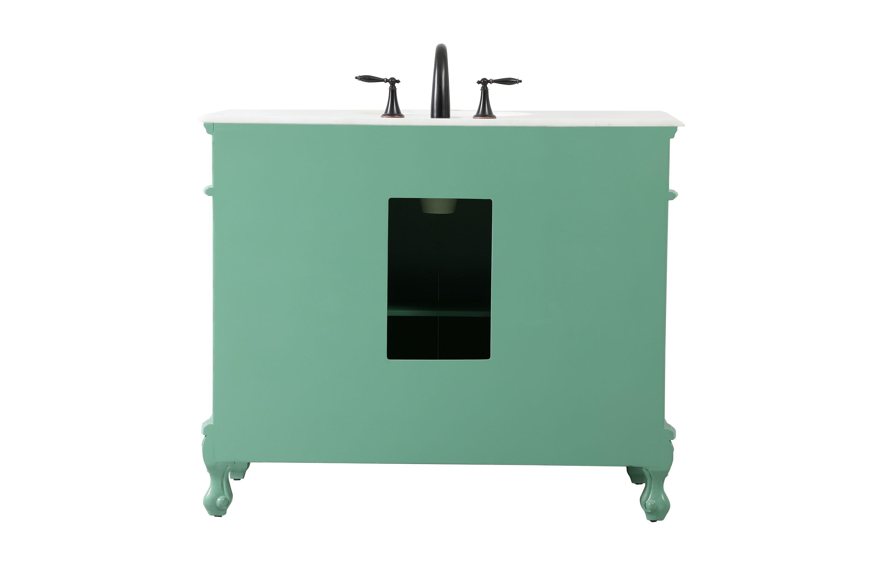 Elegant Decor Danville 42" Solid Wood Single Bathroom Vanity in Vintage Mint