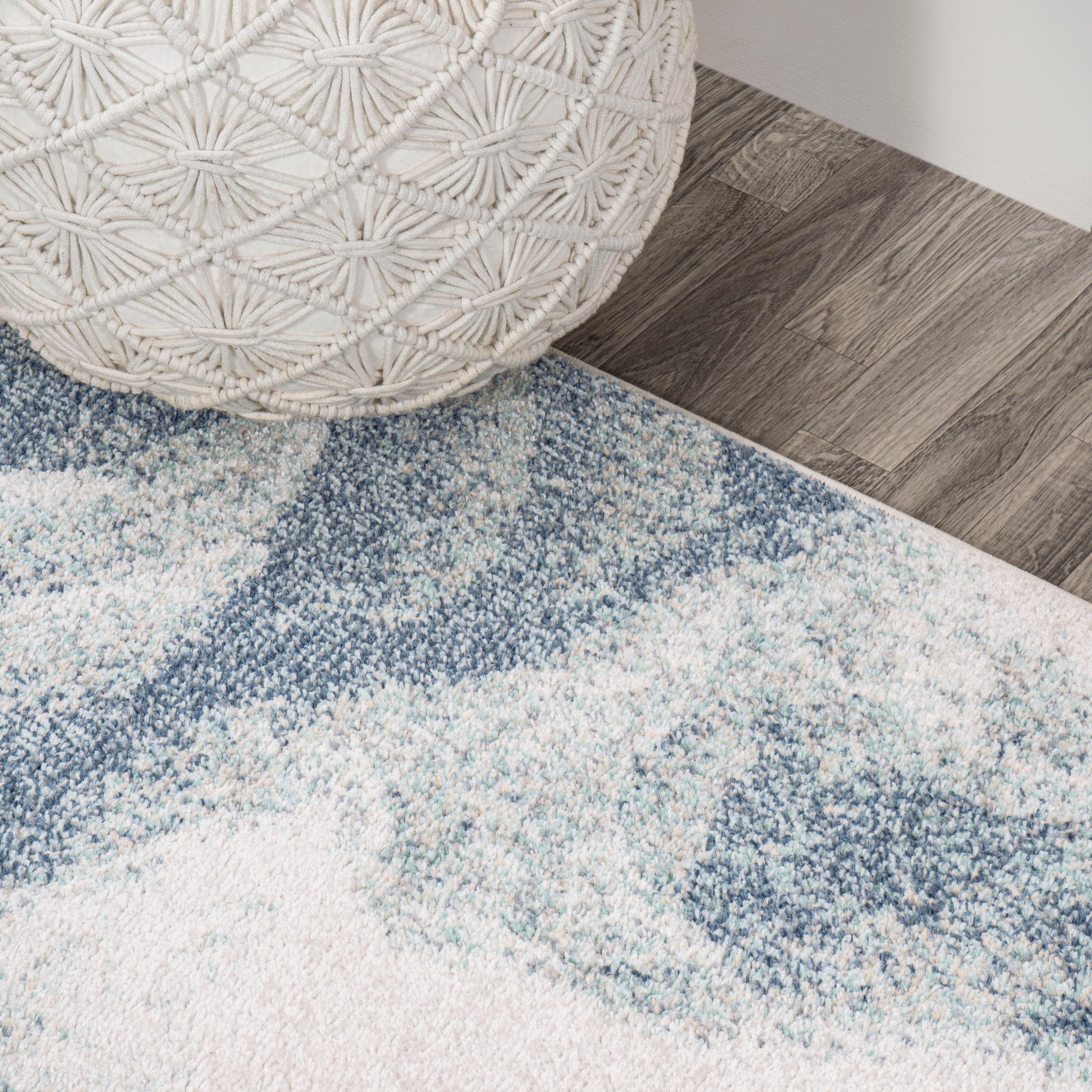 4' x 6' Petalo Abstract Two-Tone Modern Area Rug, Blue/Cream - JONATHAN Y
