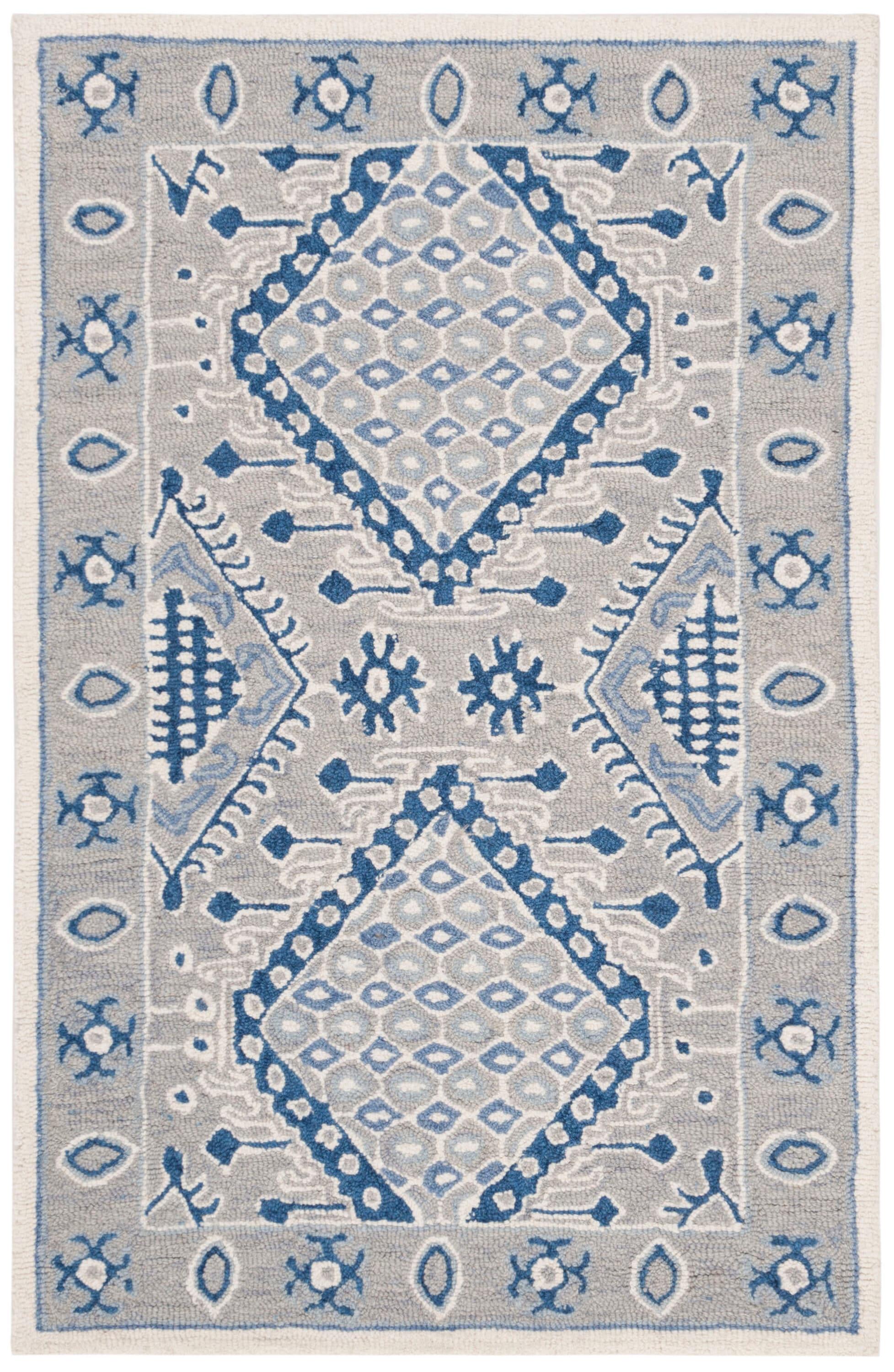 Micro-Loop MLP511 Hand Tufted Accent Rug - Light Grey/Blue - 2'6"x4' - Safavieh.