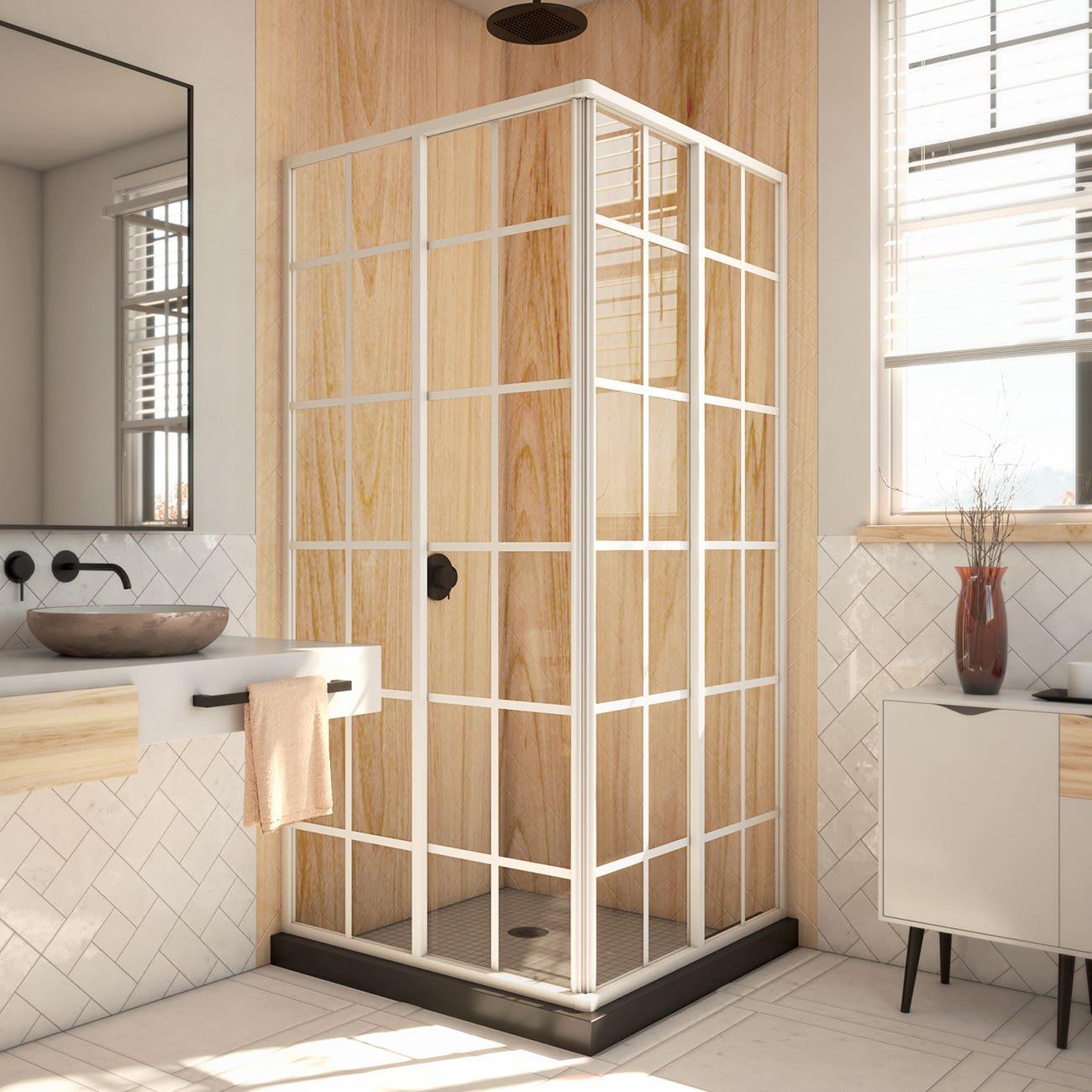 French Corner 34.5" W x 34.5" D x 72'' H Framed Square Shower Enclosure