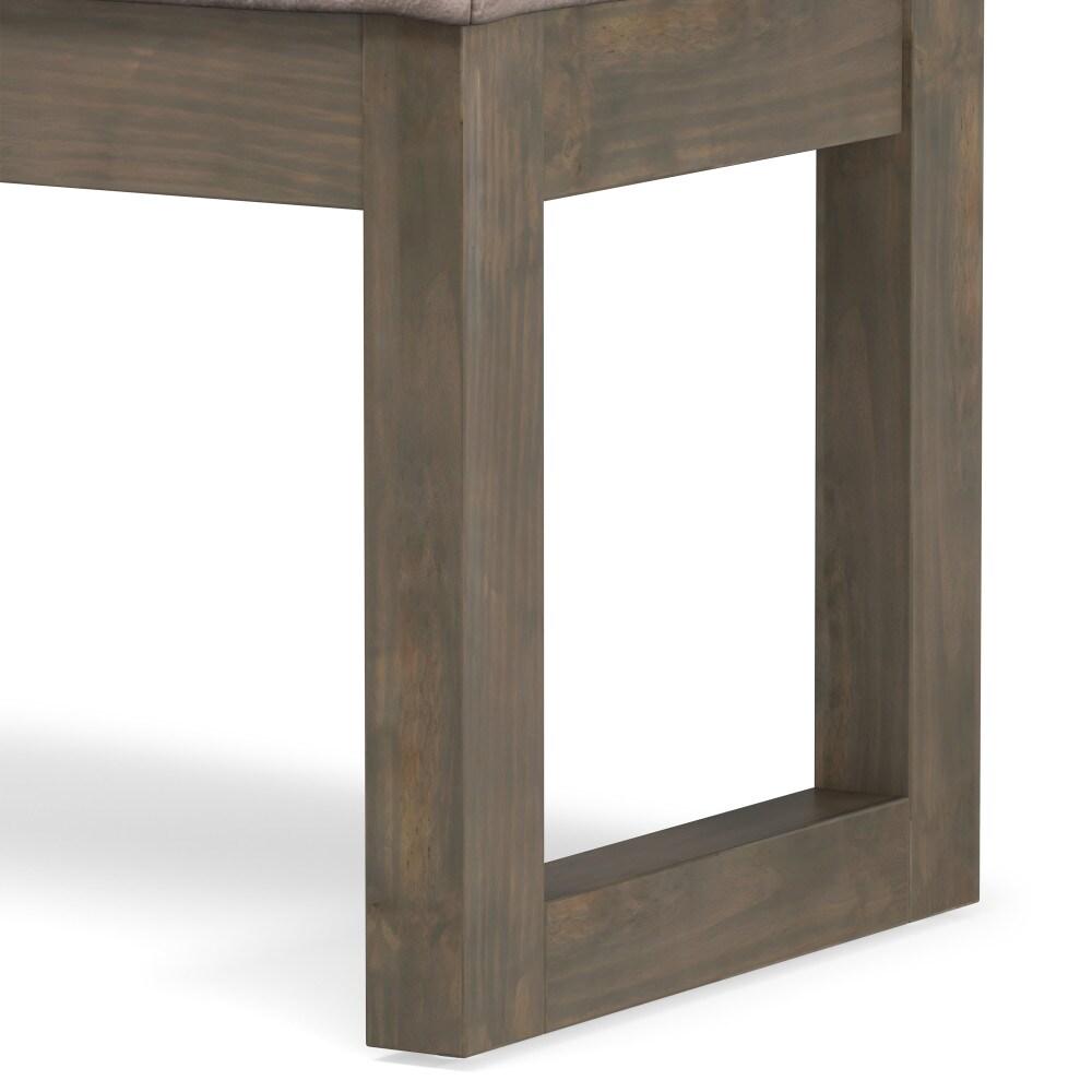 Simpli Home Milltown Ottoman Bench with Upholstered Seat and Solid Wood Frame