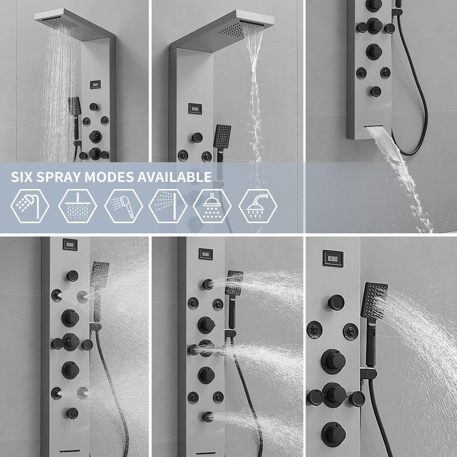 BWE 8-Shower Tower Shower Panel System with Rainfall Shower Head and Shower Wand