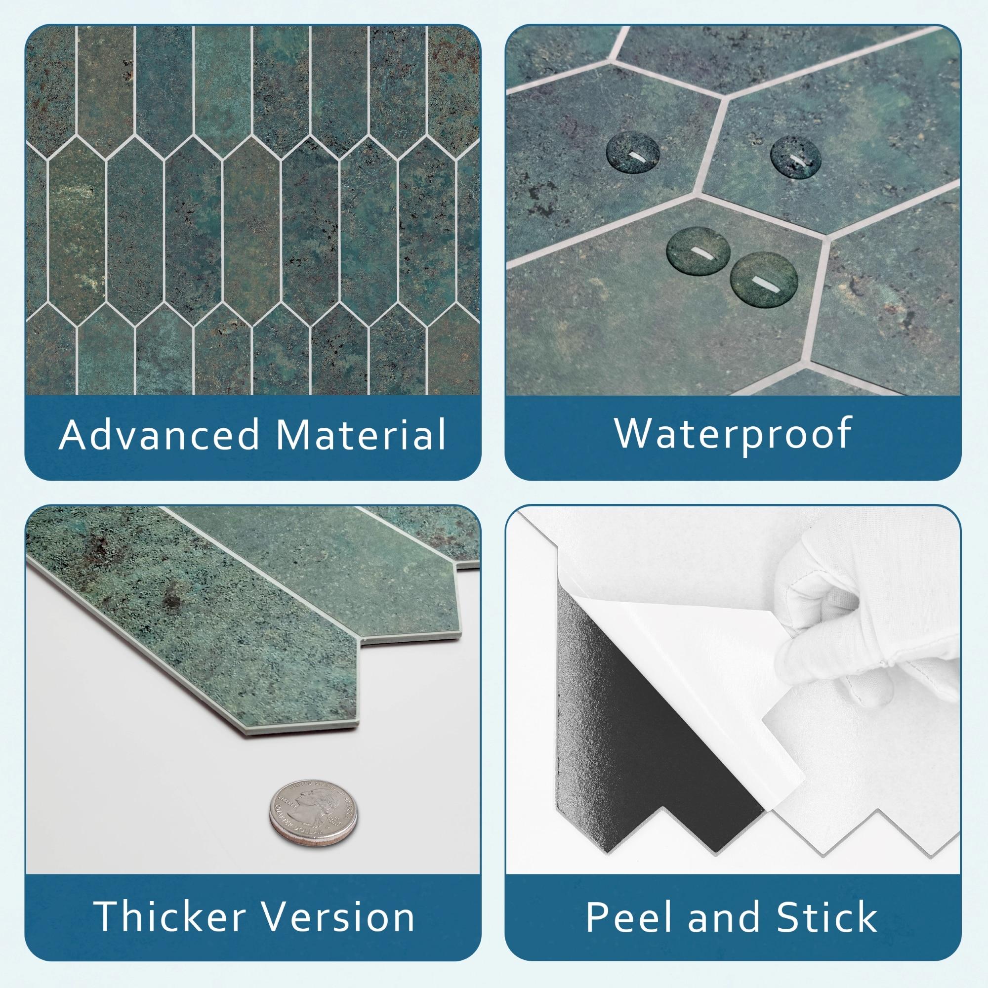 12" x 11.22" Stone Composite Peel & Stick Mosaic Tile