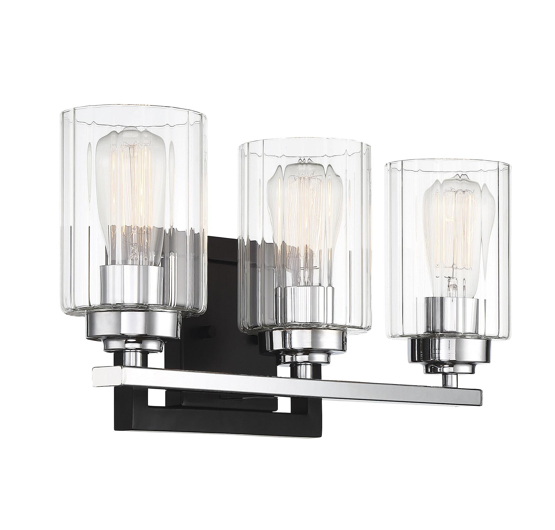 Savoy House Redmond 3 - Light Vanity in  Matte Black/Polished Chrome