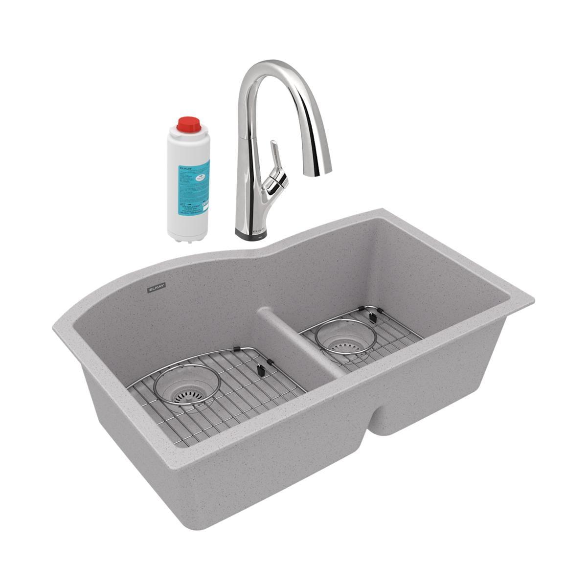 33" x 22" x 10" Double Basin Undermount Kitchen Sink with Faucet