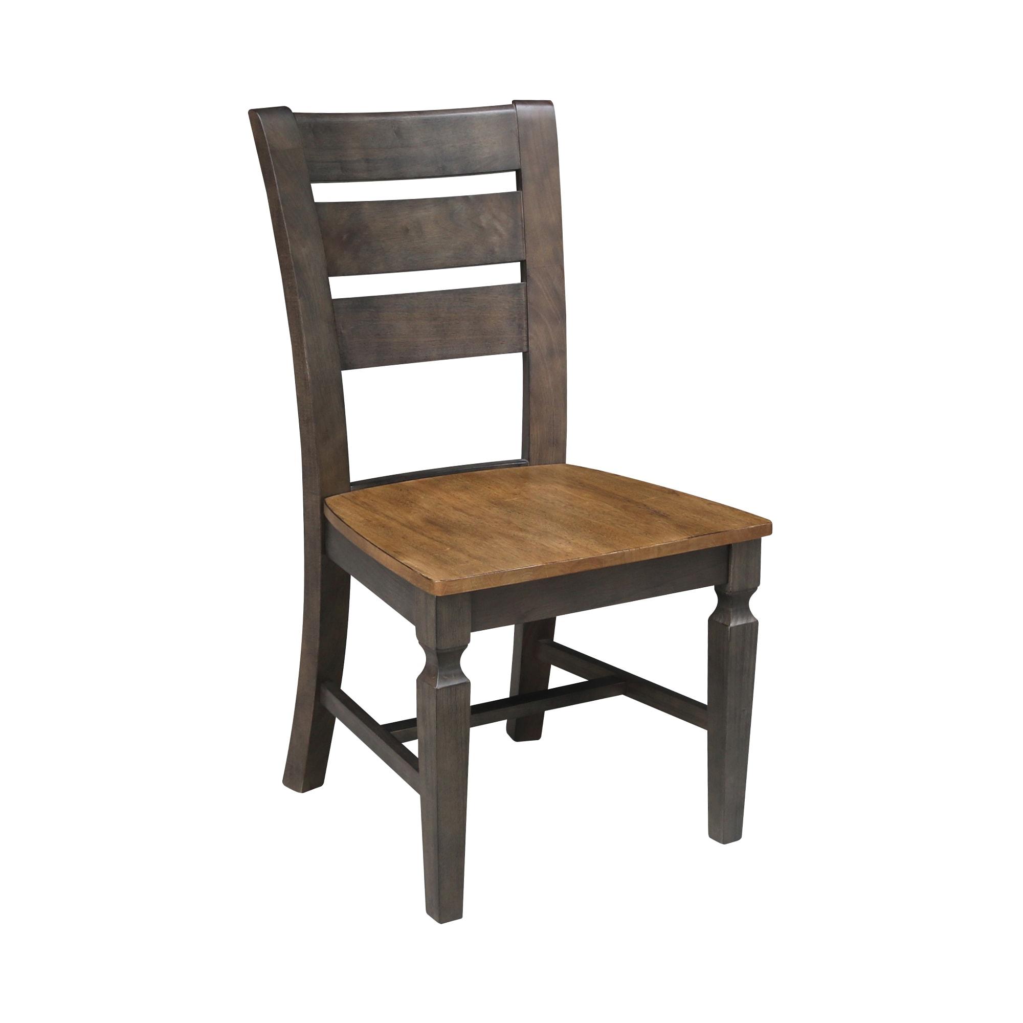 Set of 2 Vista Ladder Back Dining Chairs Hickory Brown - International Concepts: Solid Wood, Armless