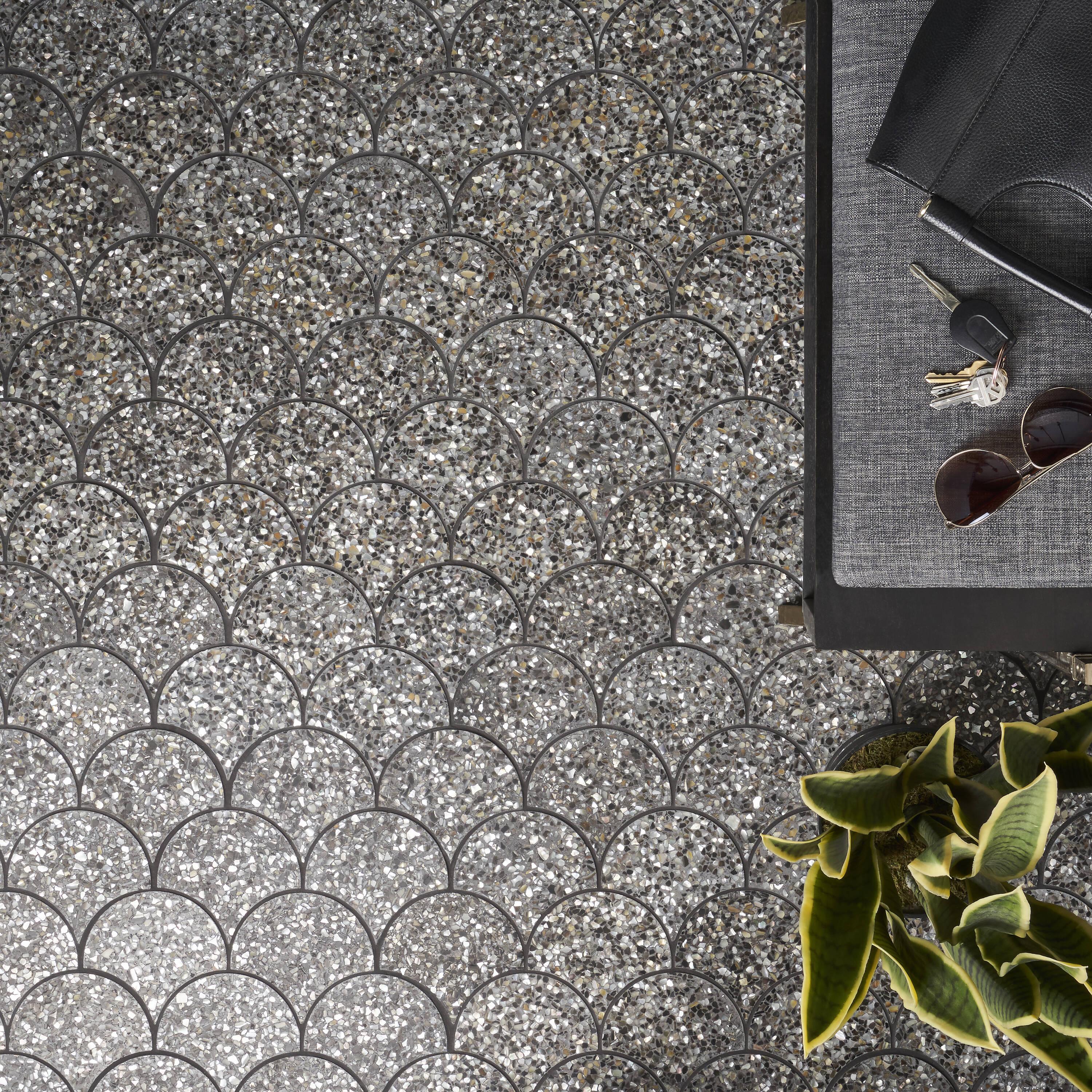 Shoal 5" Fishscale Terrazzo and Pearl Wall & Floor Mosaic Tile (0.74 Sq. Ft. / Sheet)