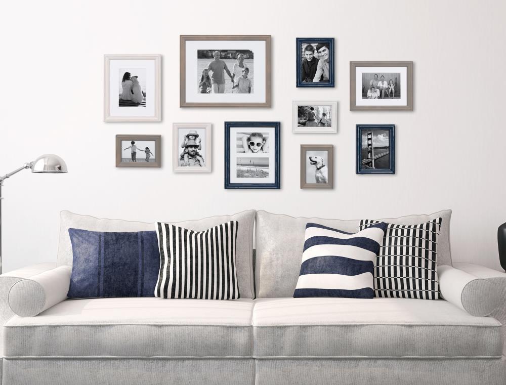 10pc Bordeaux Frame Box Set White/Black/Natural Wood - Kate & Laurel All Things Decor: Wall Display, Multi-Size, Modern Decor