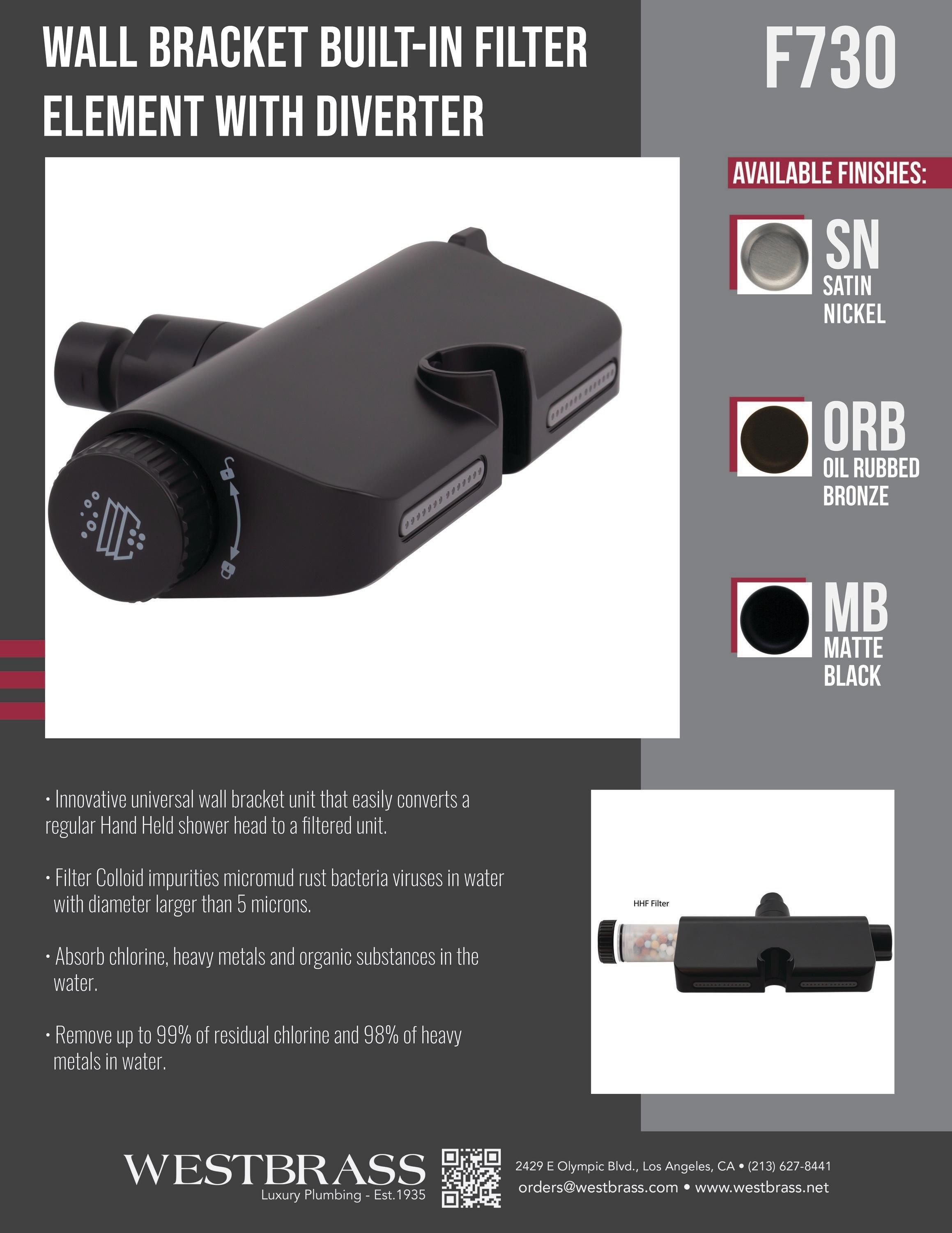 Filtered Handheld Shower Head Diverter Bracket with Jet Massage Spray System