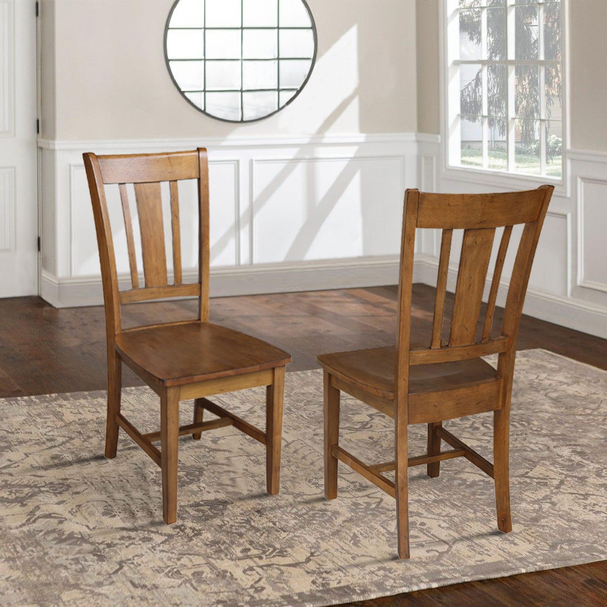 Set of 2 San Remo Splatback Chairs Pecan - International Concepts: Solid Wood, Unupholstered