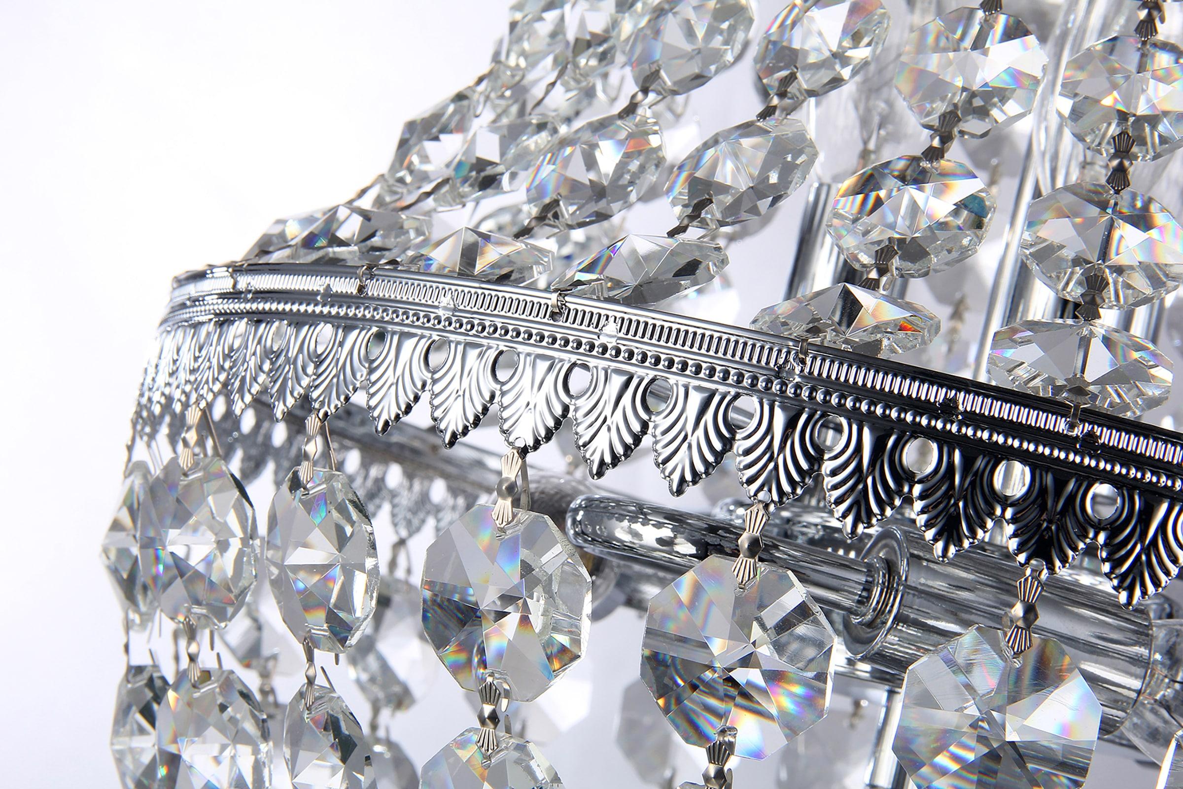 Edvivi 6-Light Chrome Crystal Empire Chandelier Pendant Ceiling Fixture | Glam Lighting