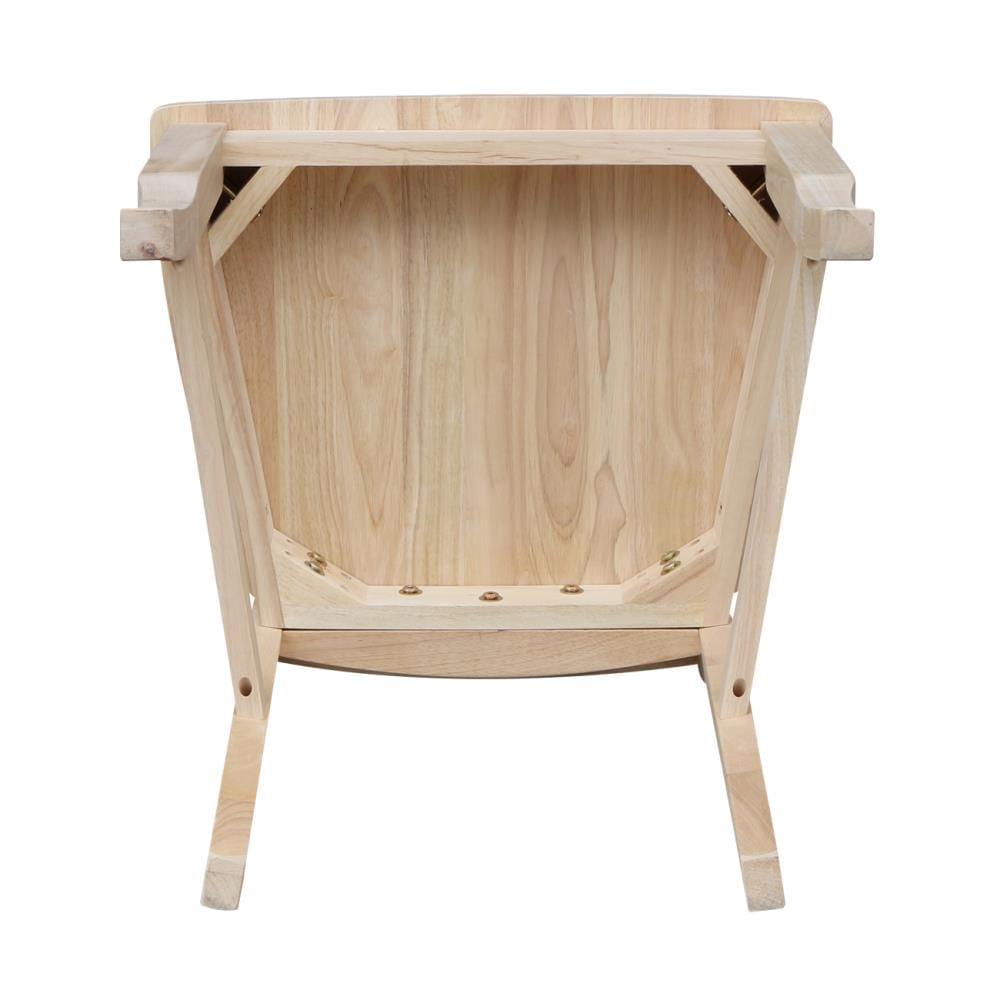 Set of 2 Panel Back Chair Unfinished - International Concepts: Solid Wood, Rubberwood Legs, Armless