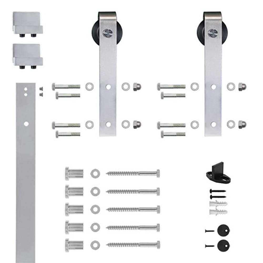 Satin Nickel Soft Close Single Barn Door Hardware Kit