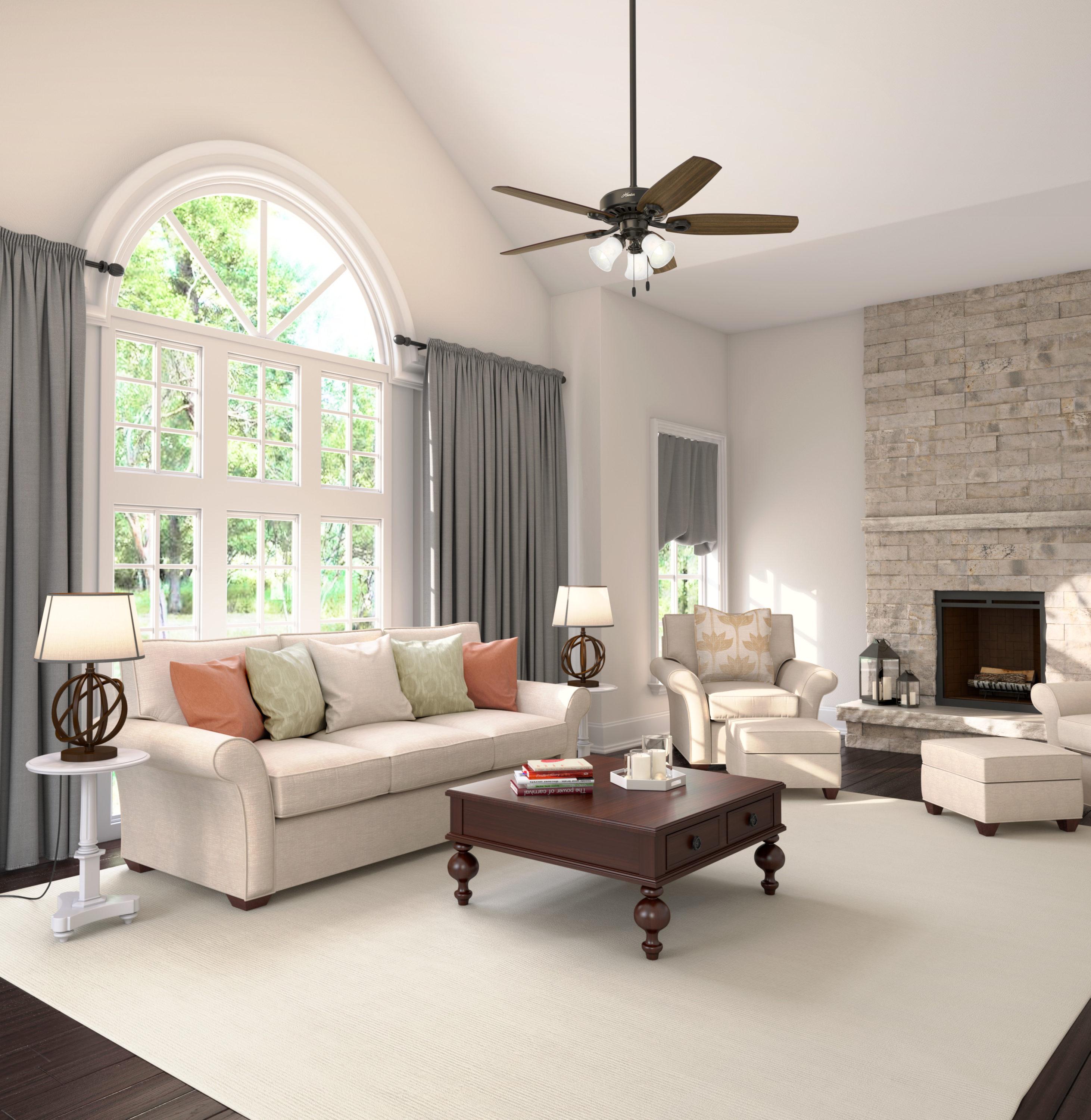 Hunter Fan Builder Plus 52" 5 - Blade Standard Ceiling Fan with Pull Chain and Light Kit Included